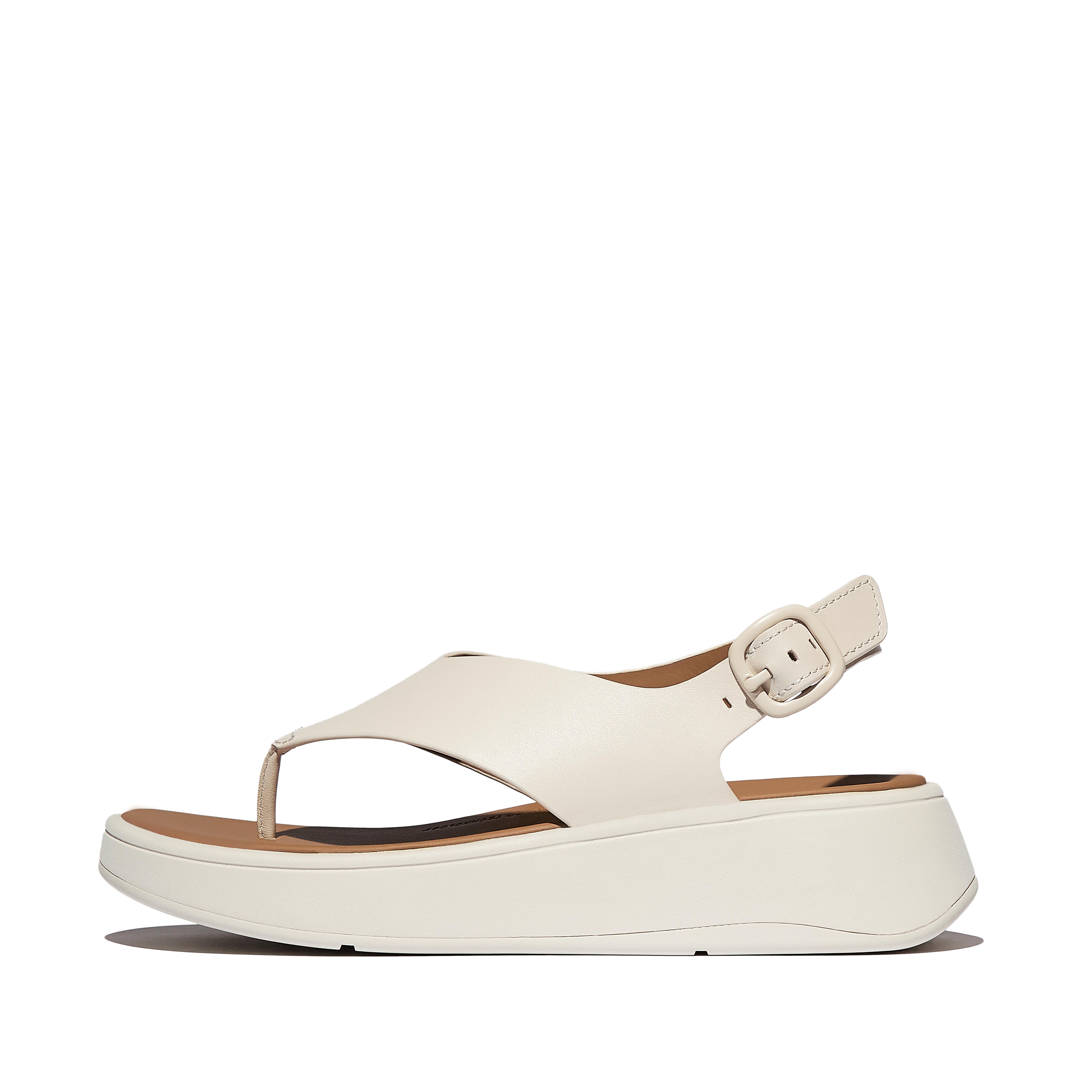 FitFlop F-MODE Leather Flatform Back-Strap Toe-Post Sandals - Paris Beige