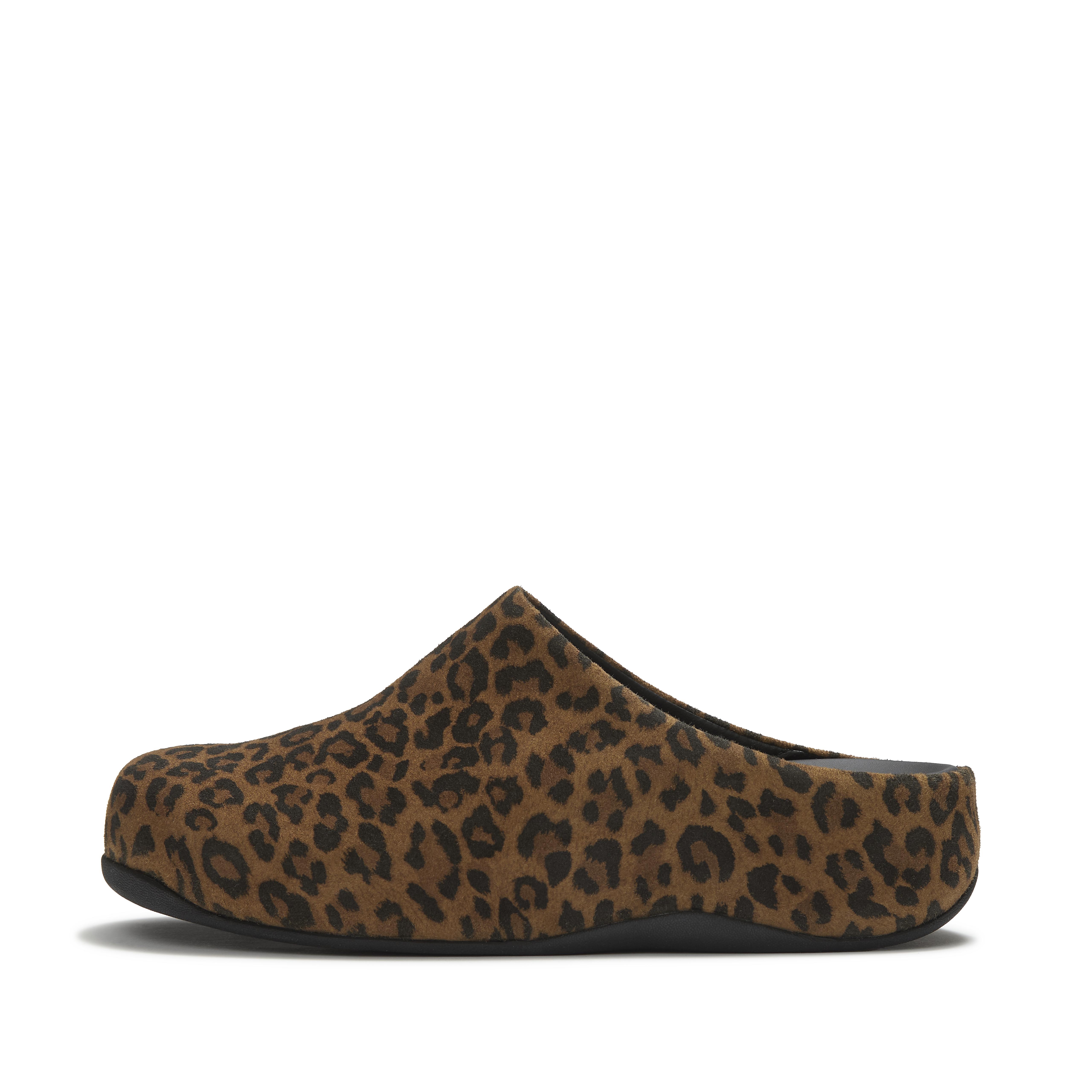 FitFlop SHUV Suede Mules - Leopard Print