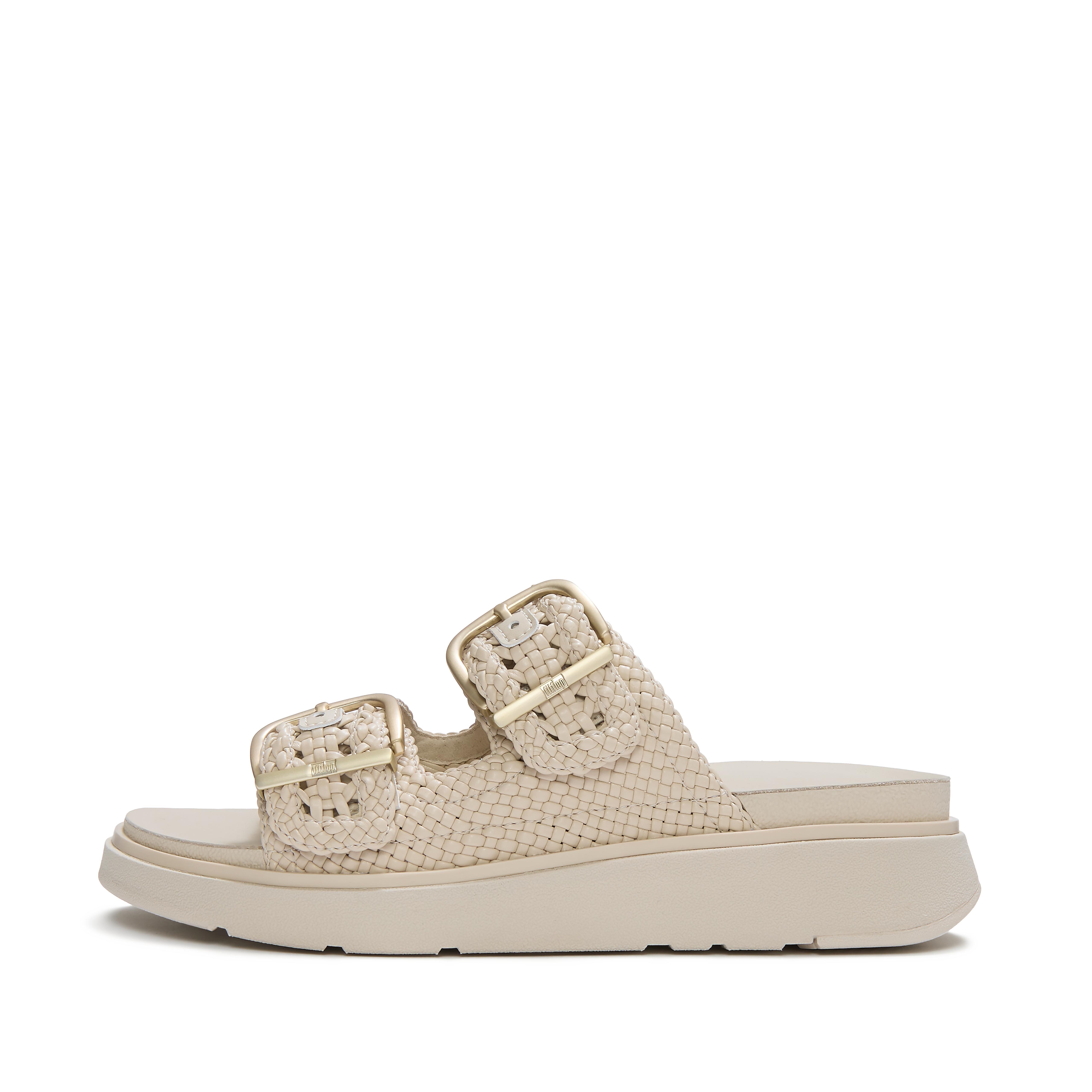 FitFlop GEN-FF Woven Two-Bar Slides - Cream