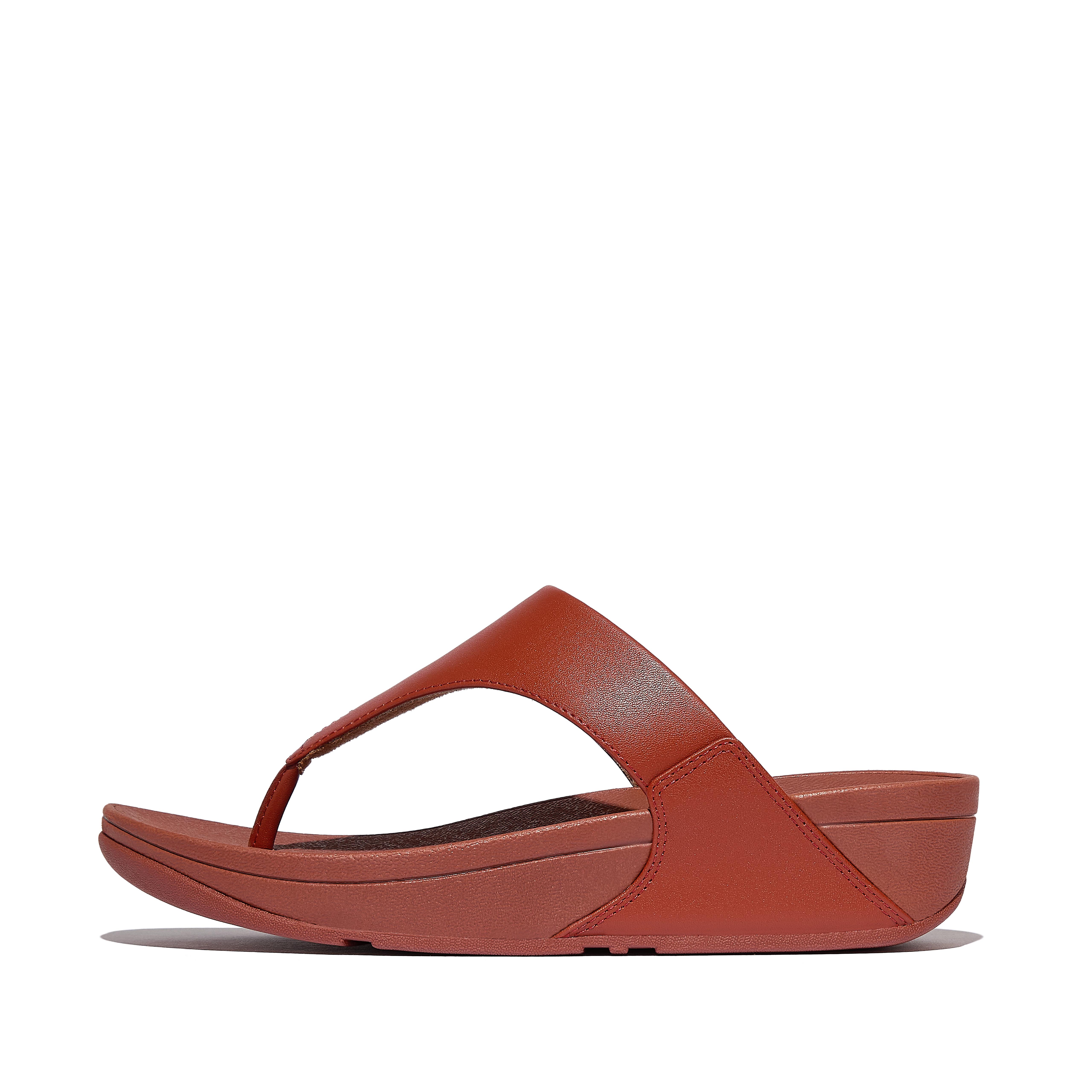 FitFlop LULU Leather Toe-Post Sandals - Terracotta