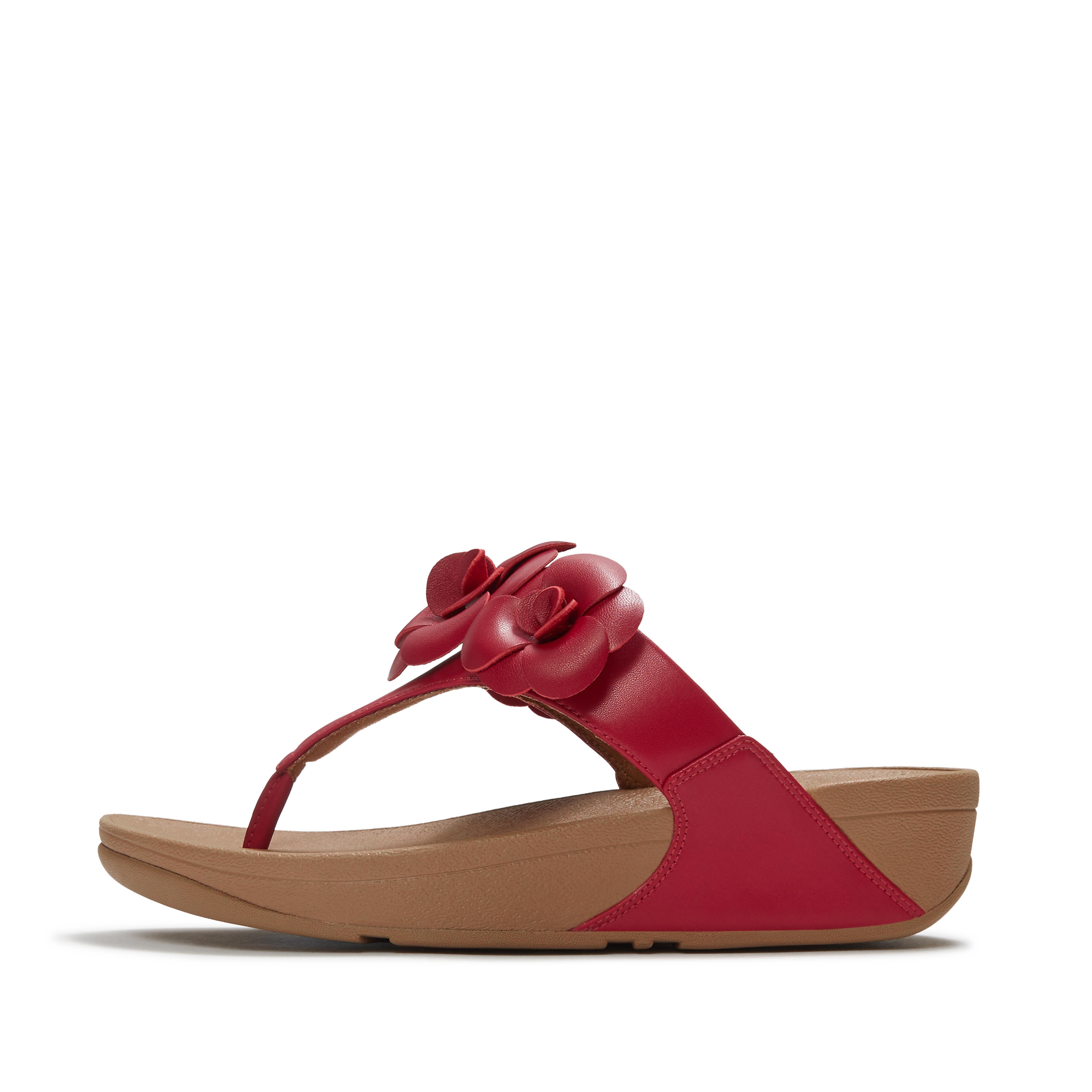 FitFlop LULU Flower Toe-Post Sandals - Berry