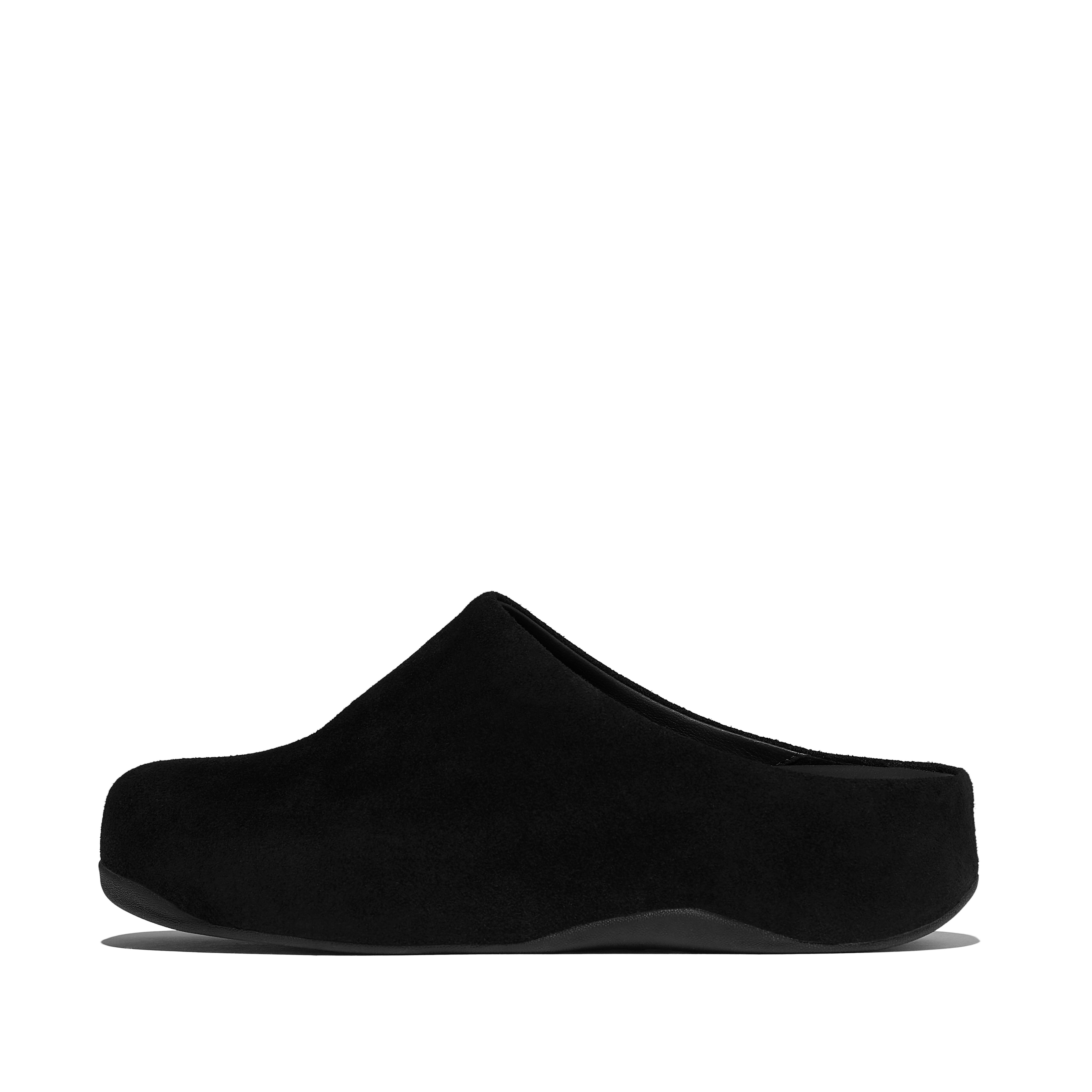 FitFlop SHUV Suede Clogs - Black