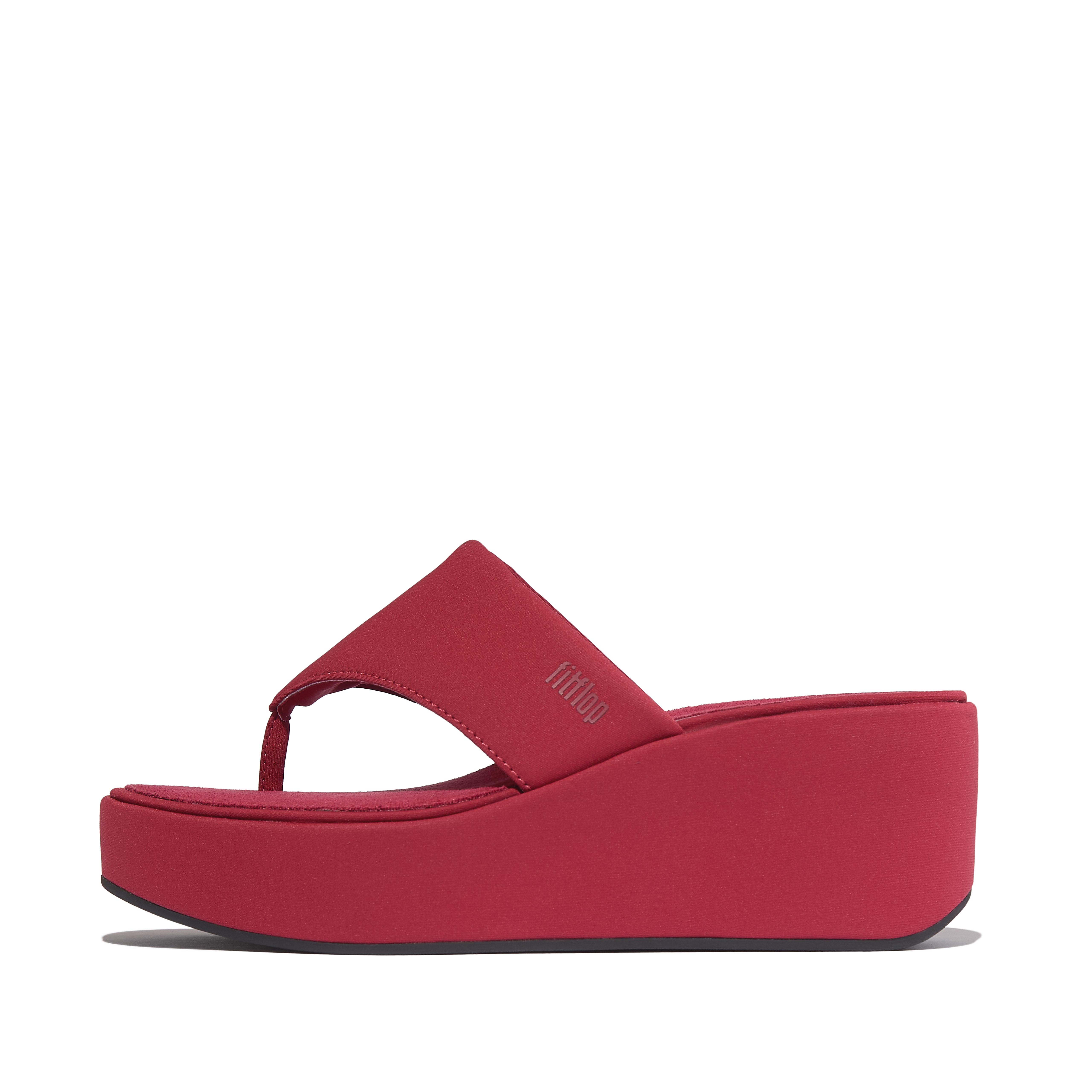 FitFlop PLATFFORMS Wedge Toe-Post Sandals - Berry