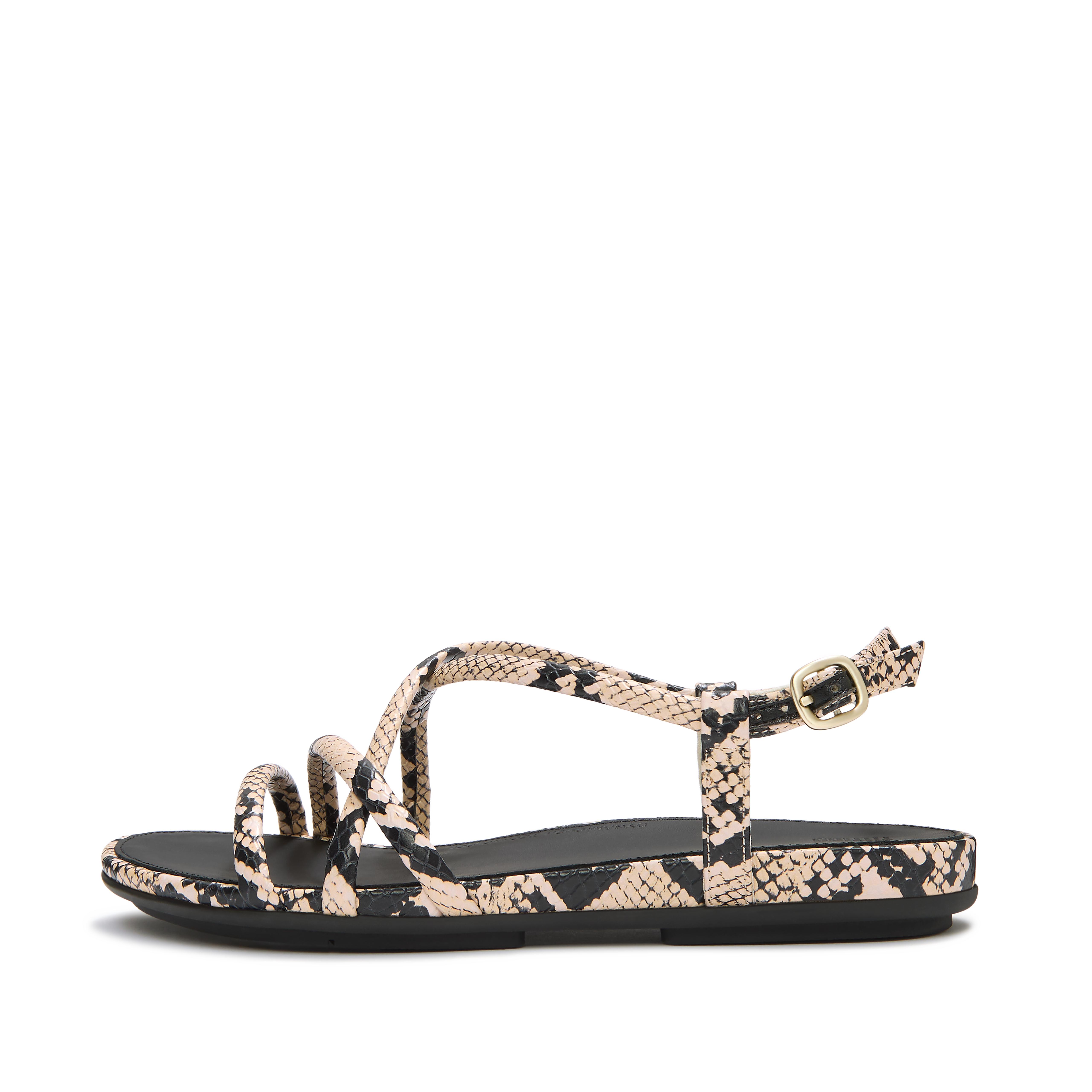FitFlop GRACIE Leather Strappy Back-Strap Sandals - Taupe Snake