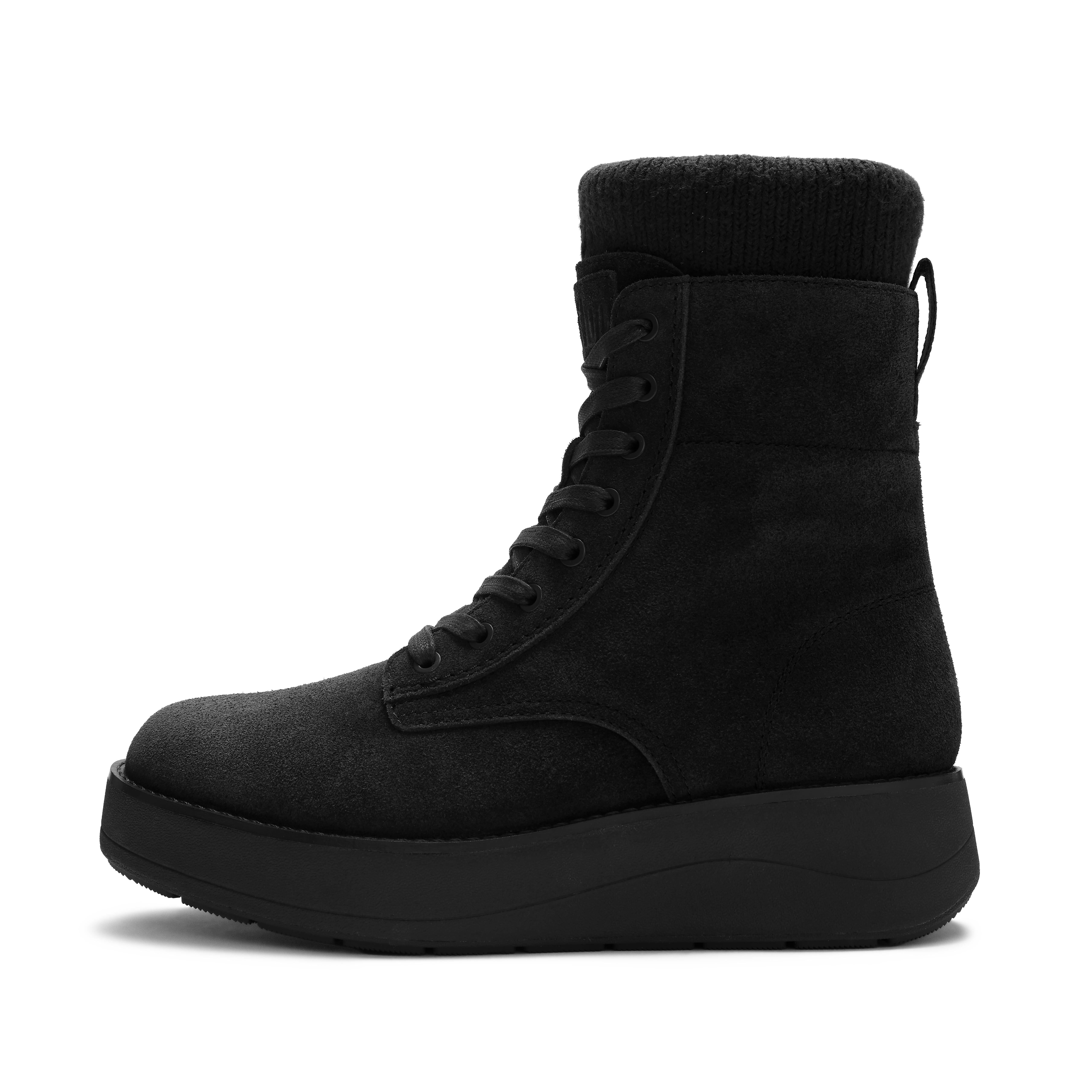 FitFlop GEN-FF Roam Lace-up Suede Boots - All Black