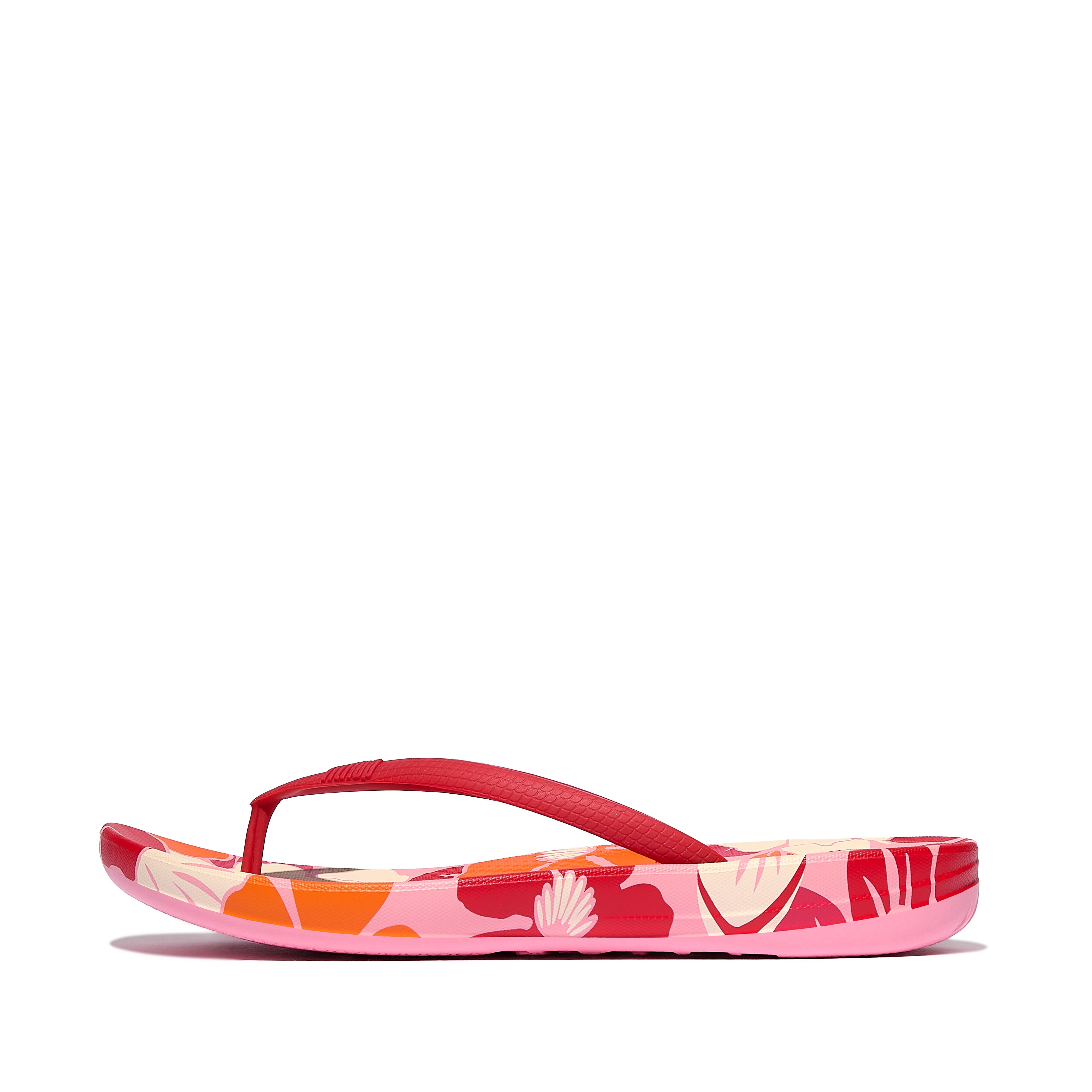 FitFlop IQUSHION Flowerz Ergonomic Flip-Flops - Redberry Mix