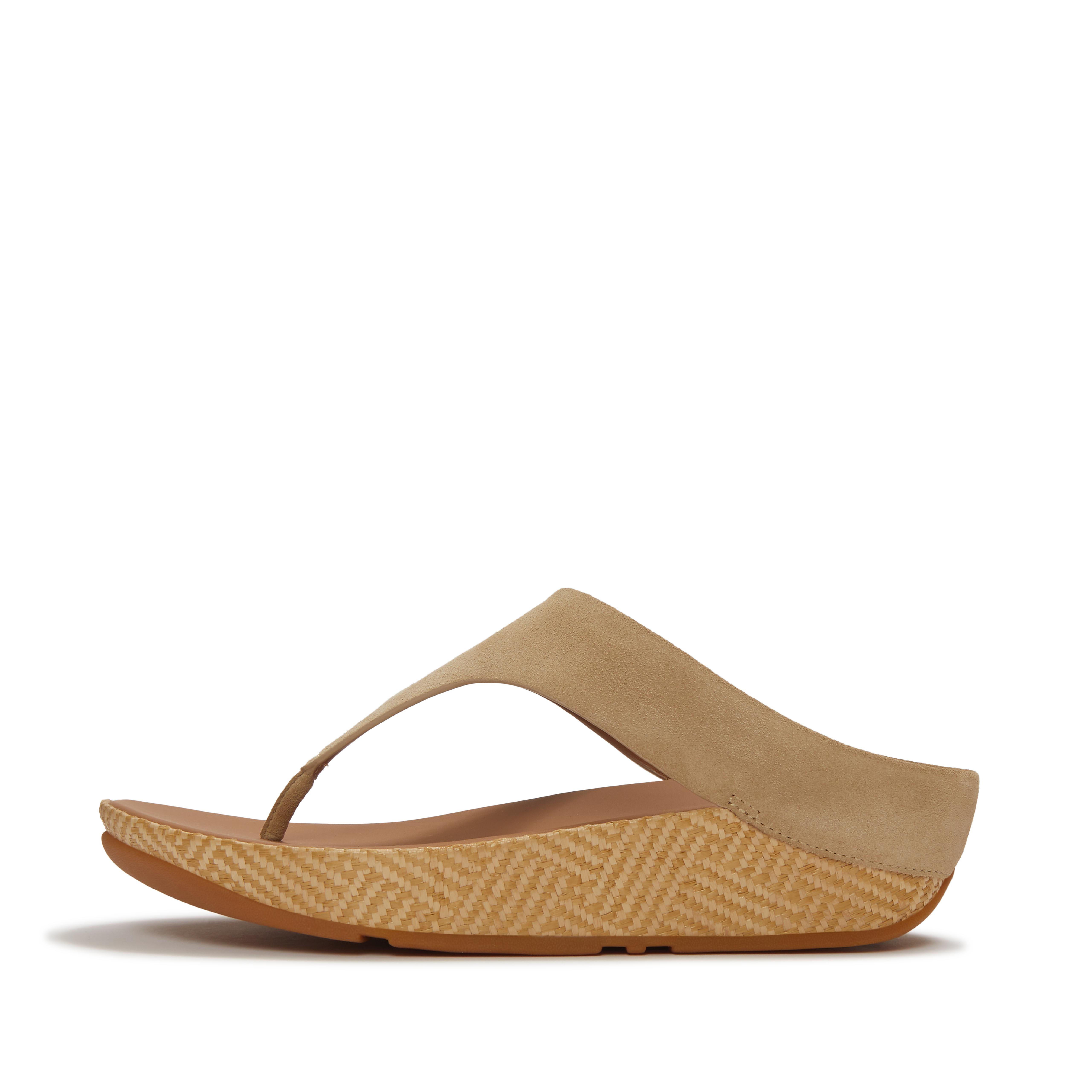 FitFlop LULU Lux Graphic-Weave Suede Toe-Post Sandals - Cappuccino