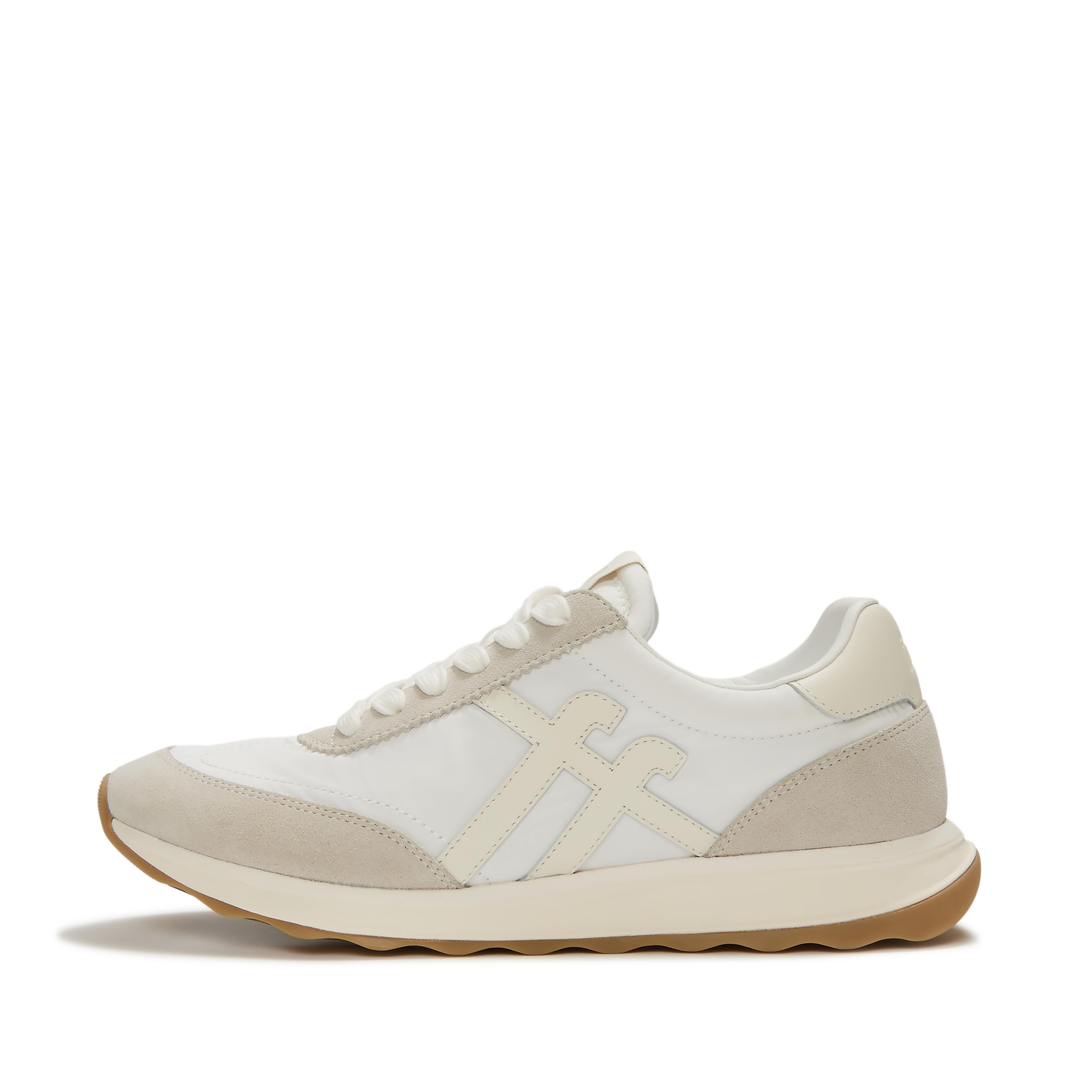 FitFlop RETRO-Q FF Mens Fabric/Suede Trainers - Urban White Mix