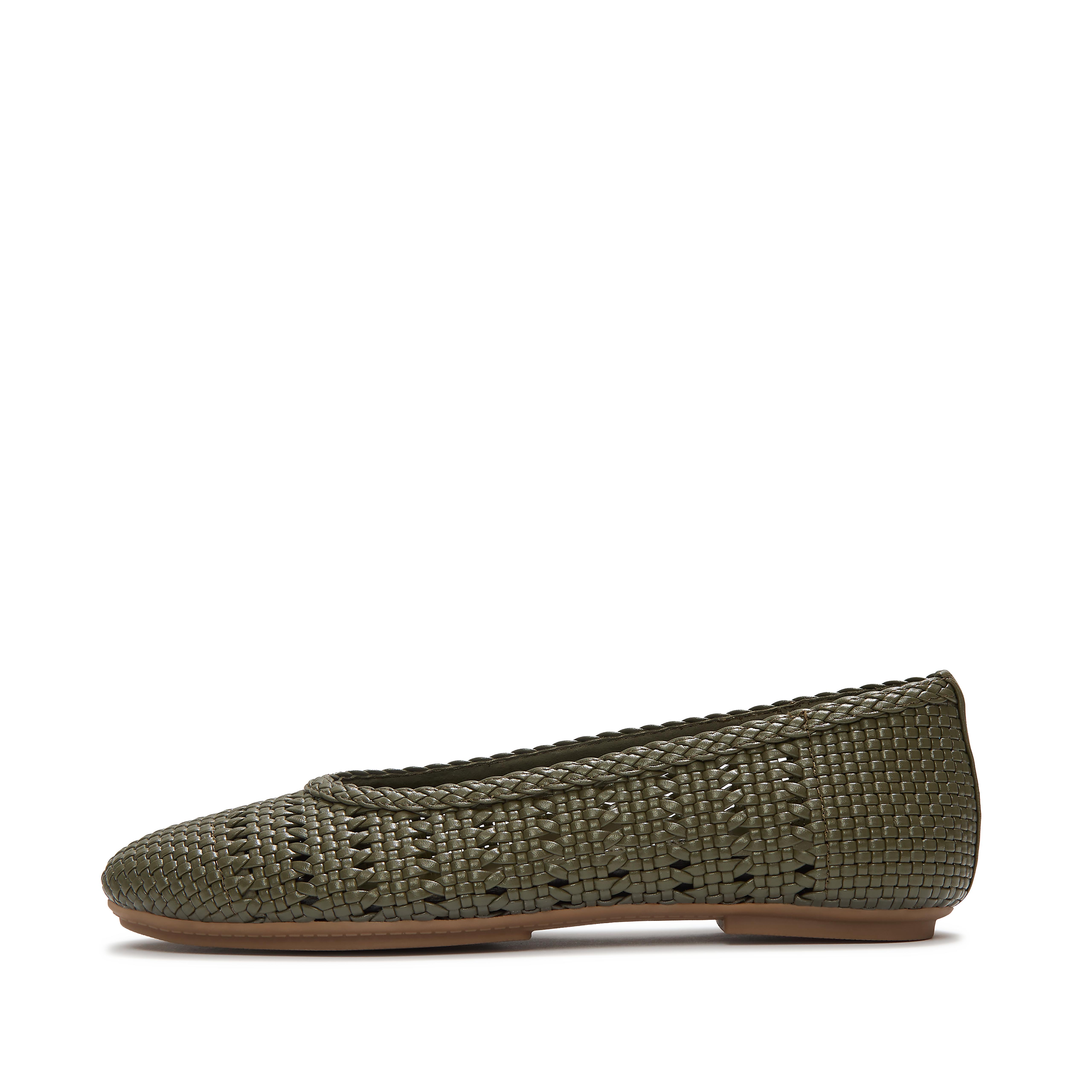 FitFlop DELICATO Woven Ballerinas - Deep Olive