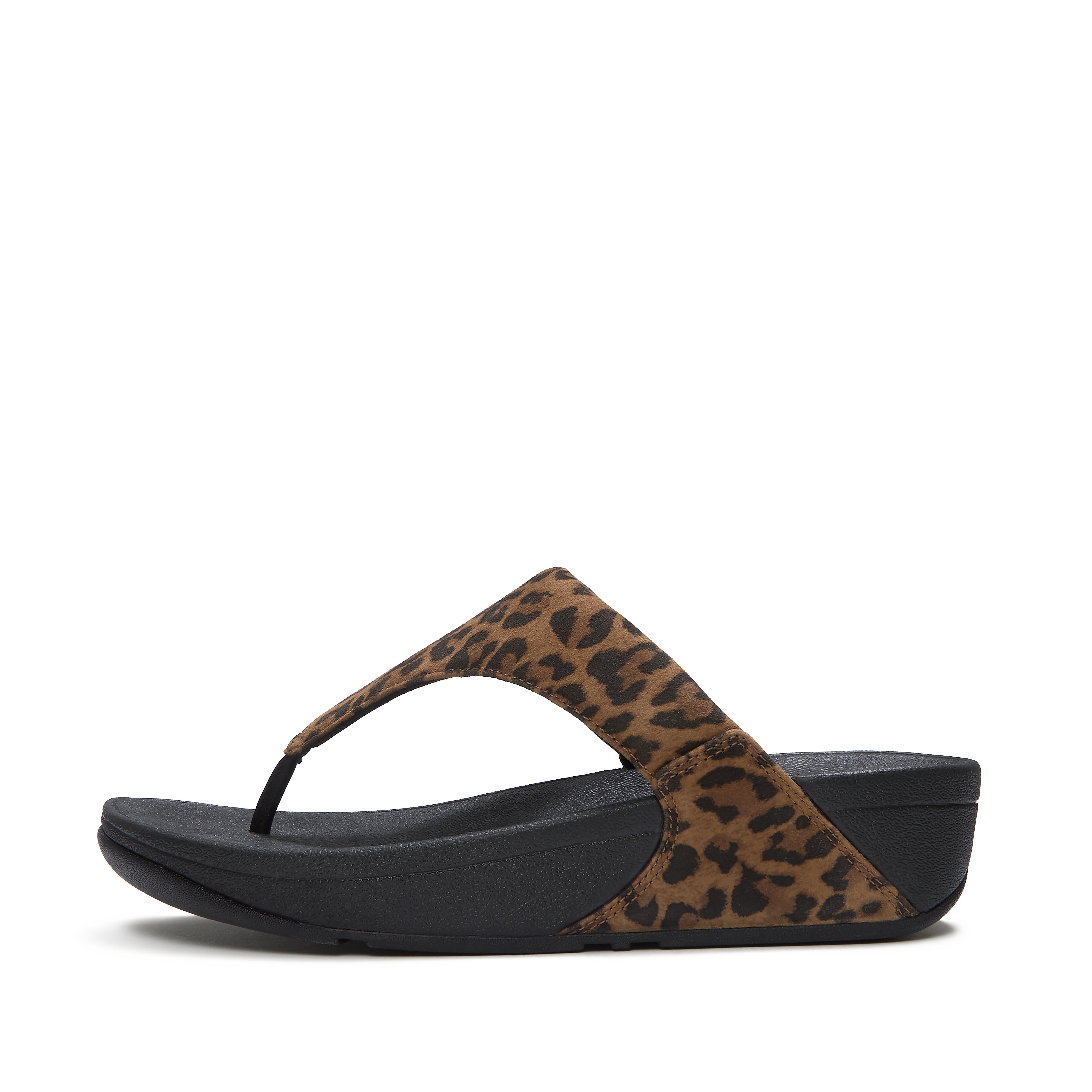FitFlop LULU Leopard Suede Toe-Post Sandals - Leopard Print