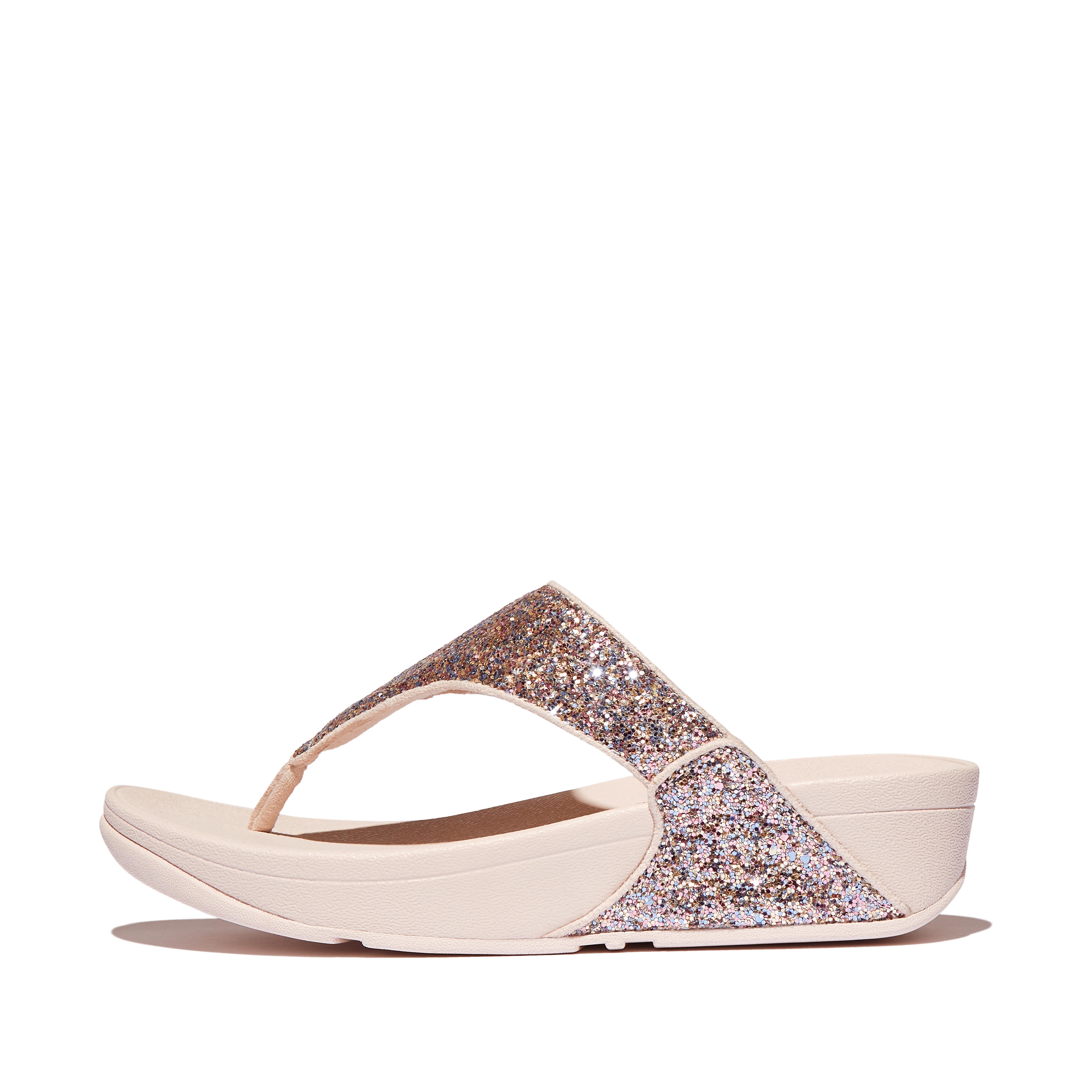 FitFlop LULU Multi-Tonal Glitter Toe-Post Sandals - Beige Mix
