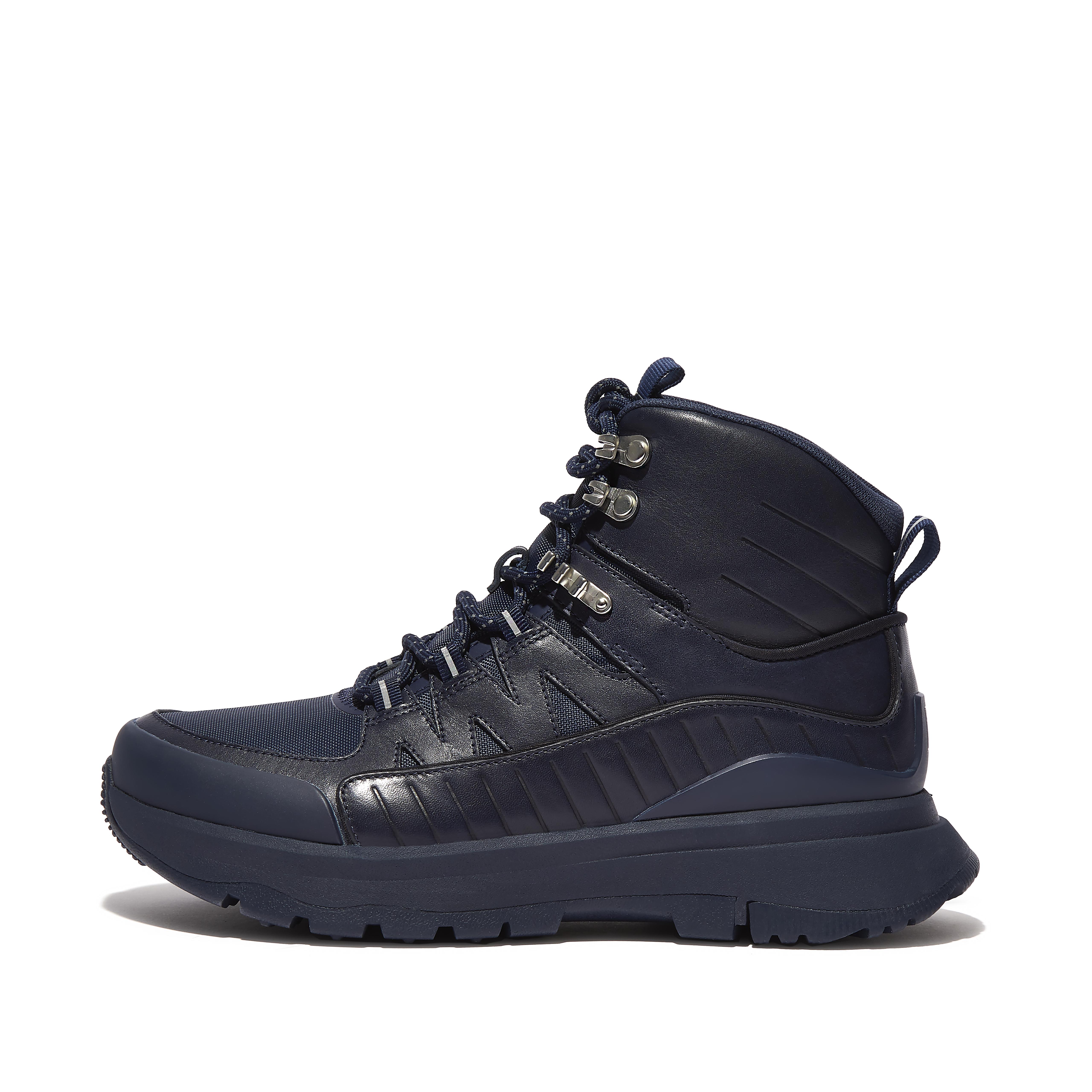 FitFlop NEO-D-HYKER Leather-Mix Walking Boots - All Navy