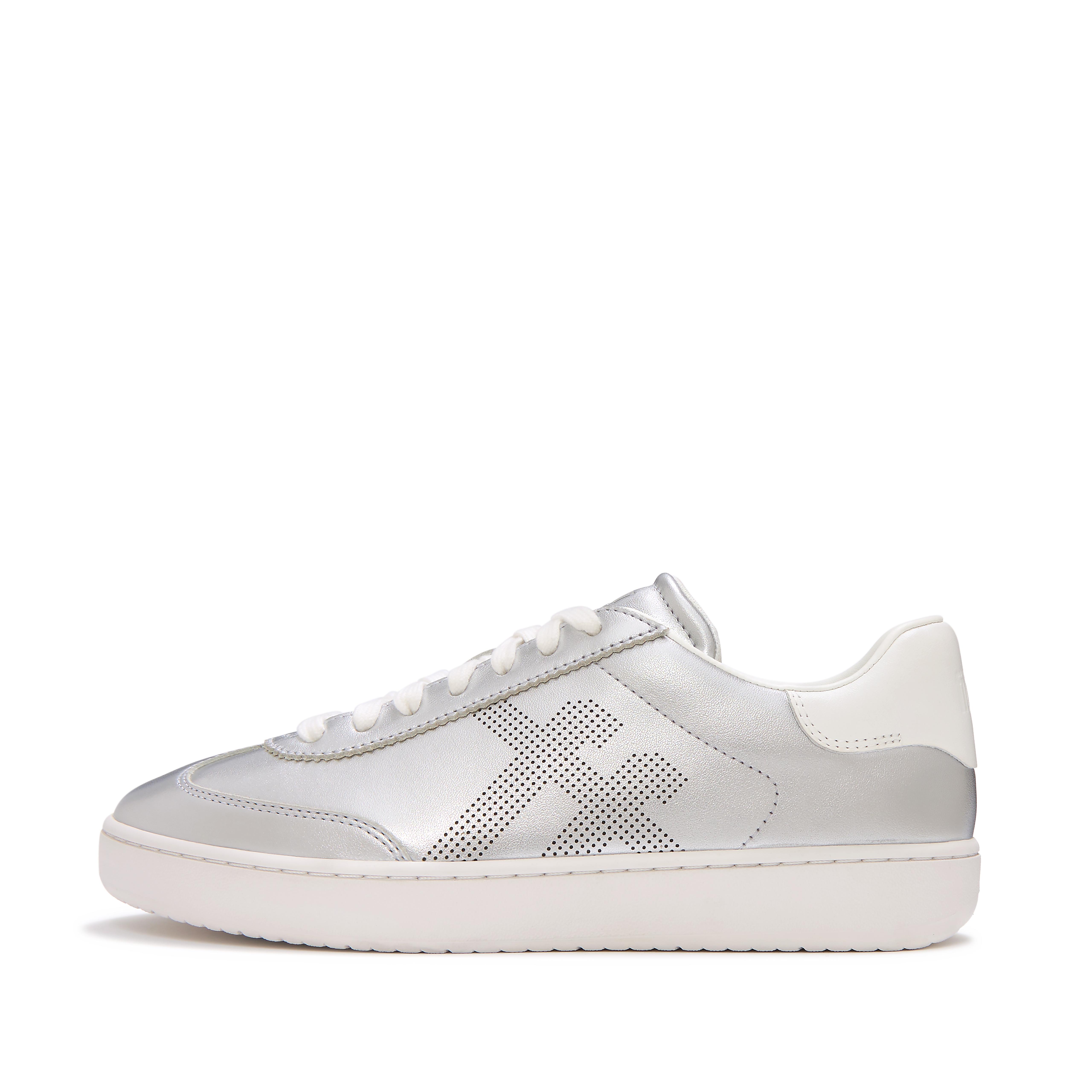 FitFlop THE DASH FF T-Toe Leather Sneakers - Silver