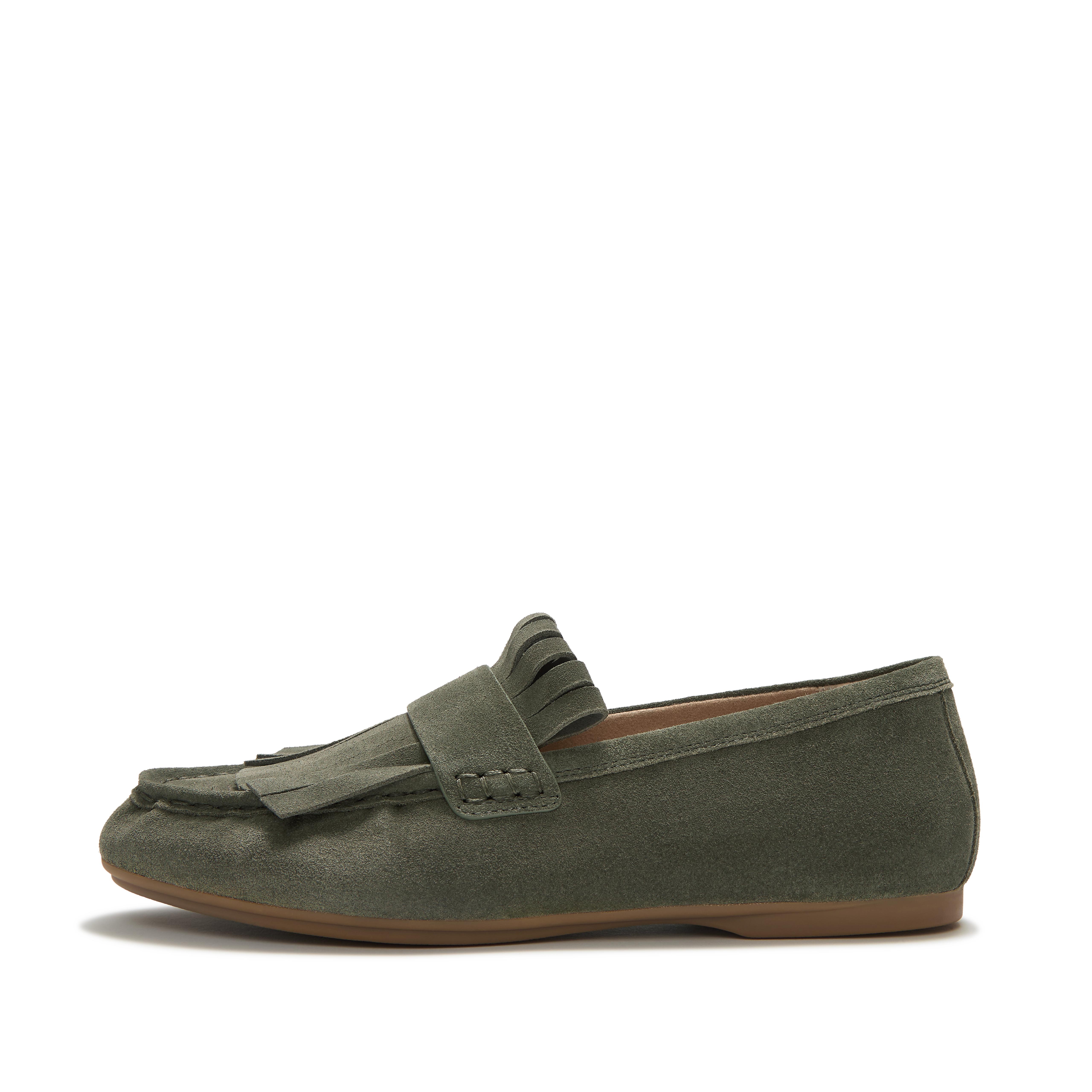 FitFlop DELICATO Suede Loafers - Deep Olive