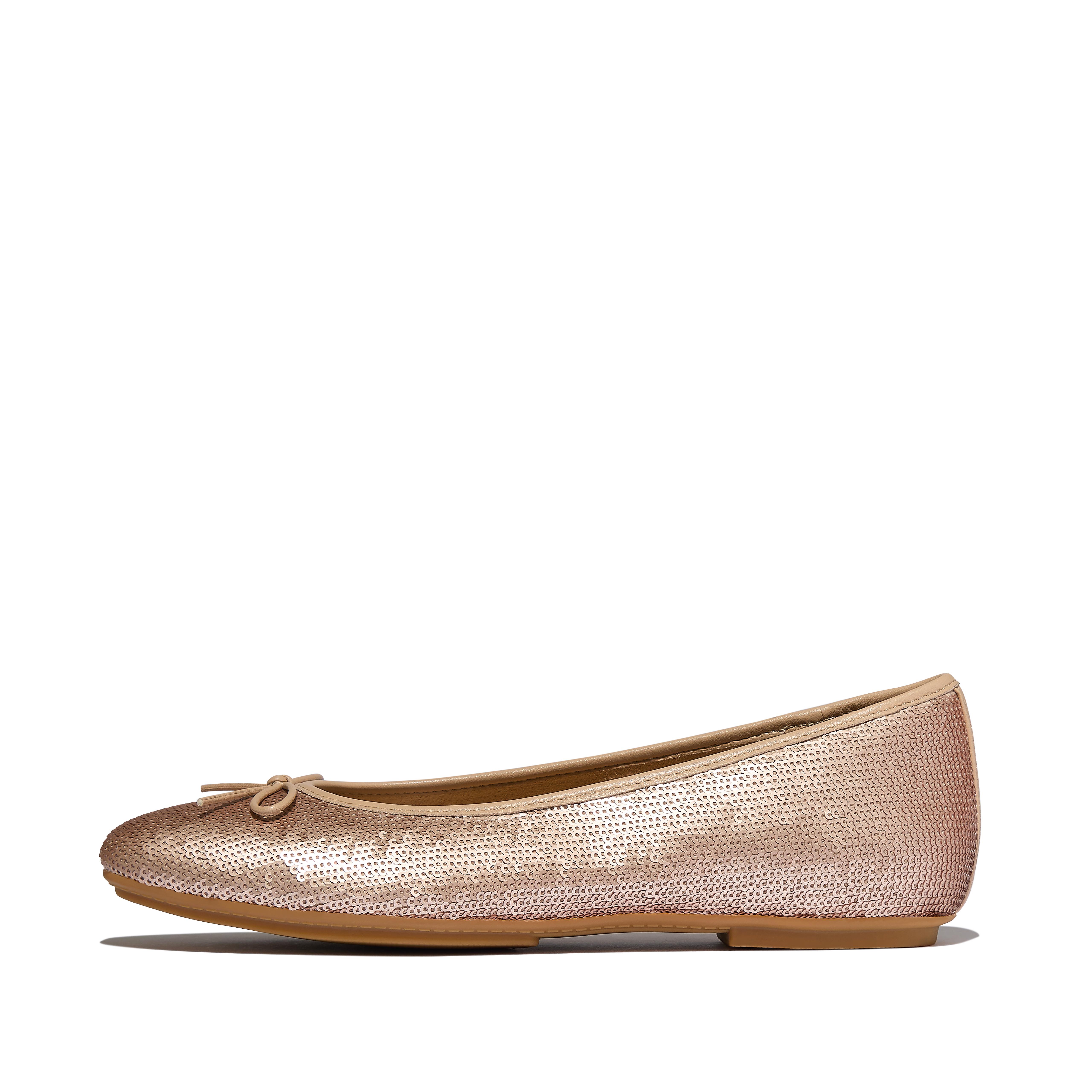 FitFlop DELICATO Bow Sequin Ballerinas - Classic Beige