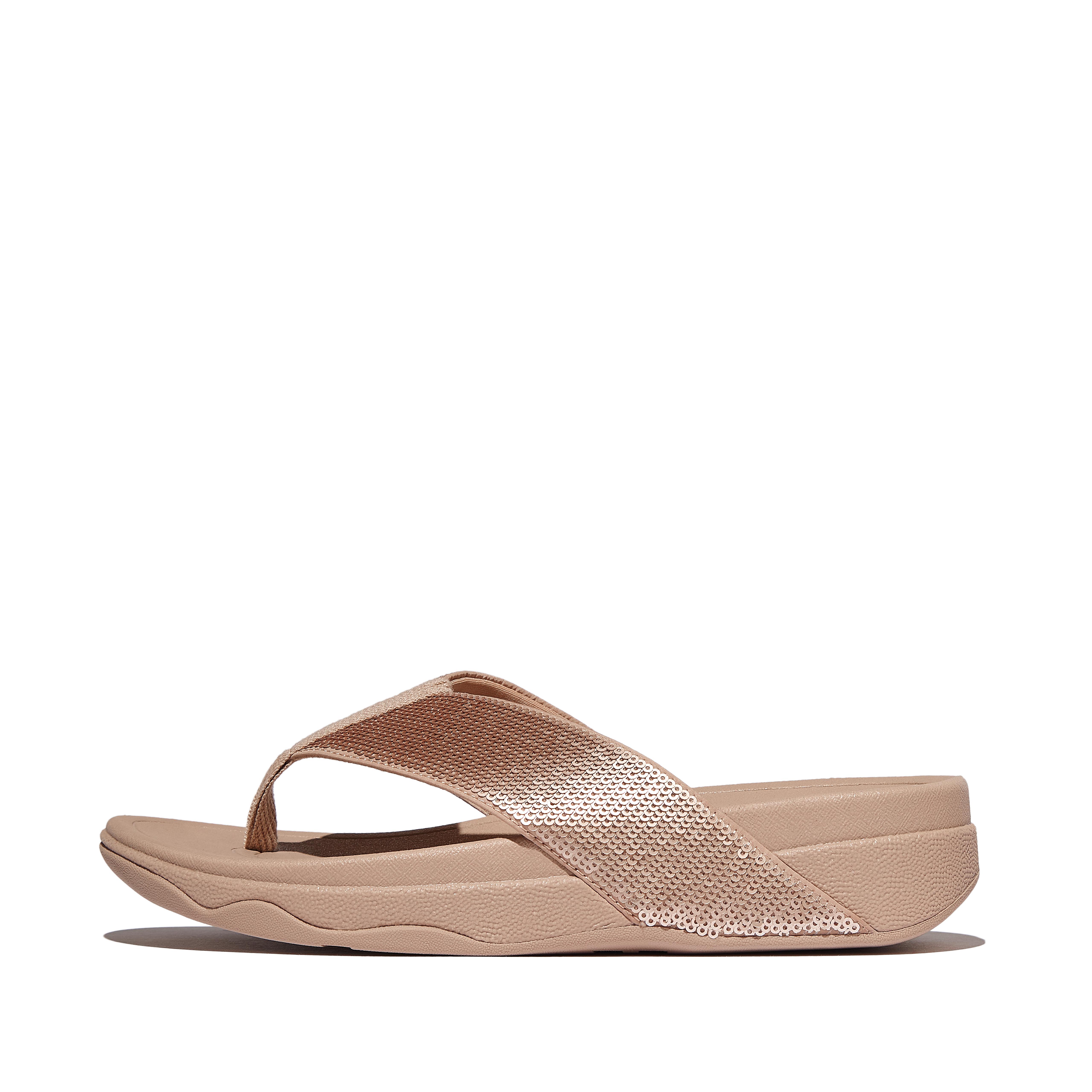 FitFlop SURFA Sequin Toe-Post Sandals - Classic Beige