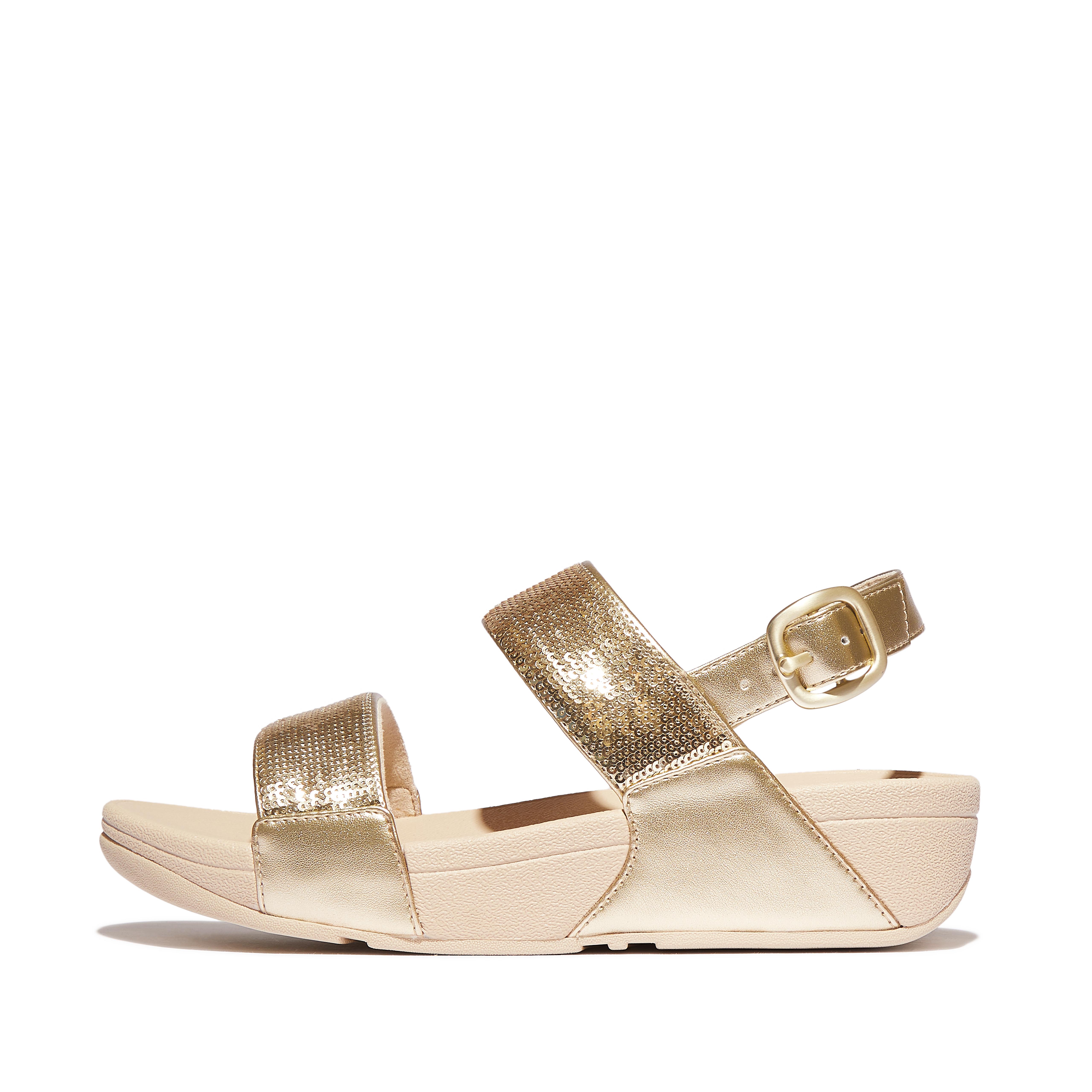 FitFlop LULU Sequin Back-Strap Sandals - Platino