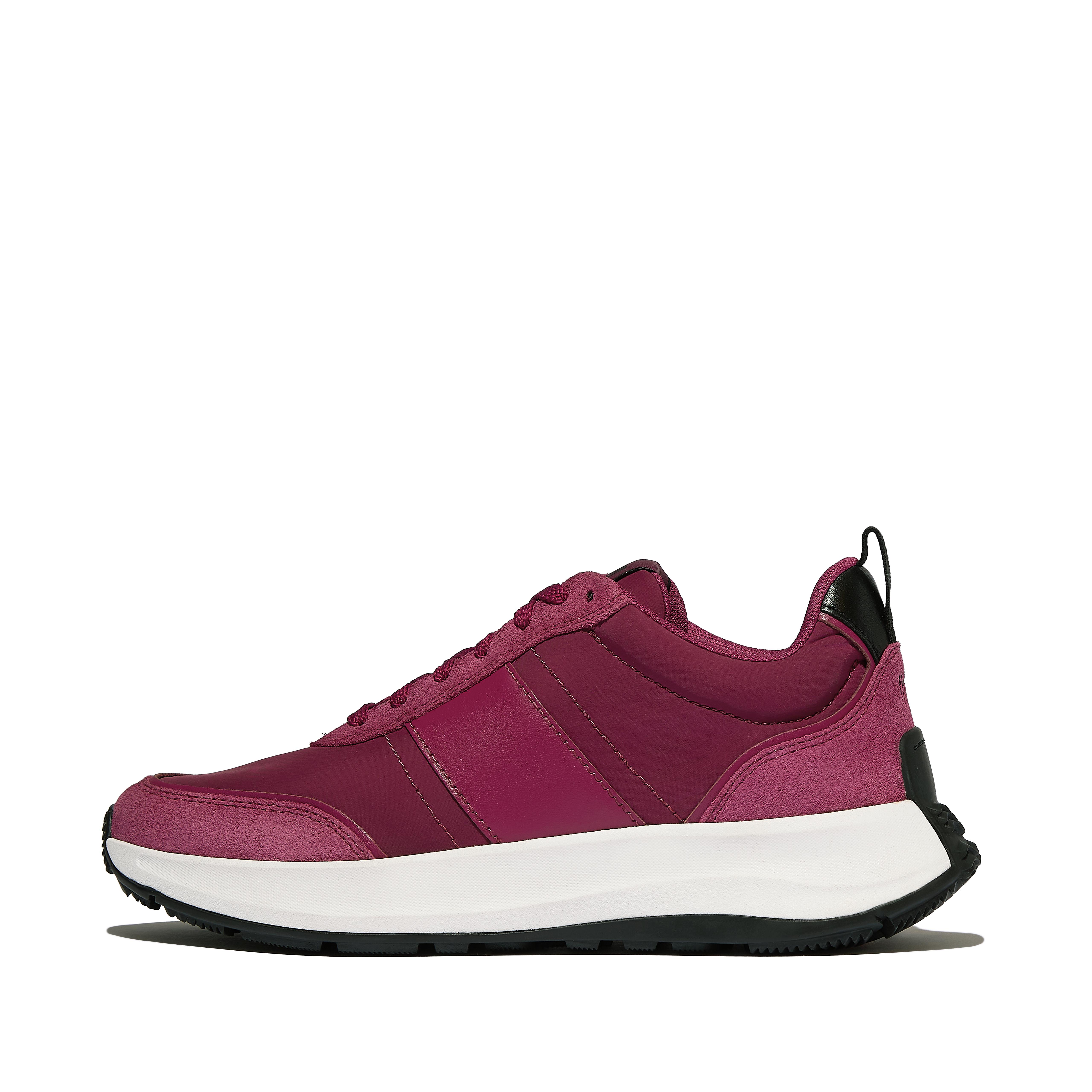 FitFlop F-MODE Flow Fabric/Suede/Leather Sneakers - Ruby