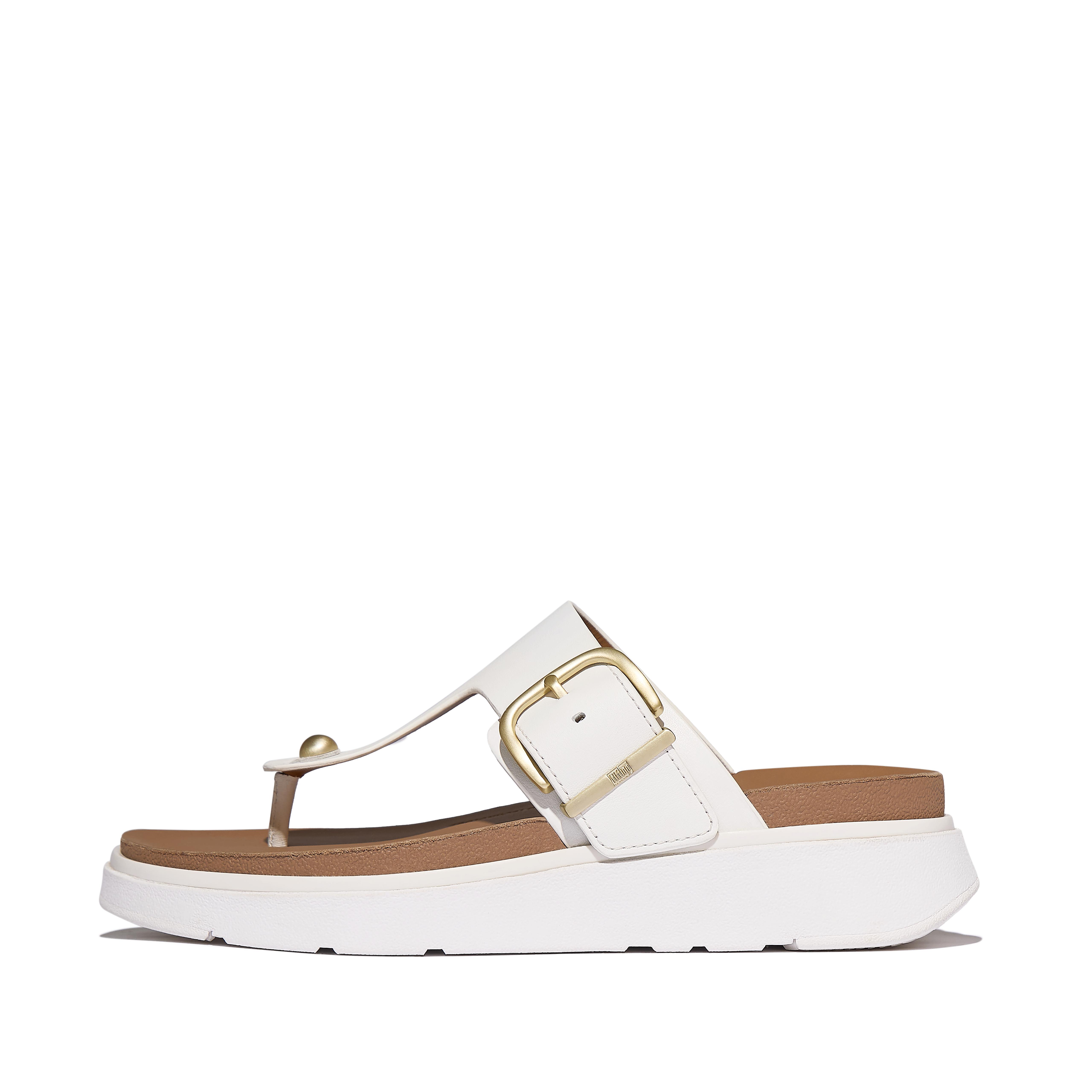 FitFlop GEN-FF Buckle Leather Toe-Post Sandals - Urban White