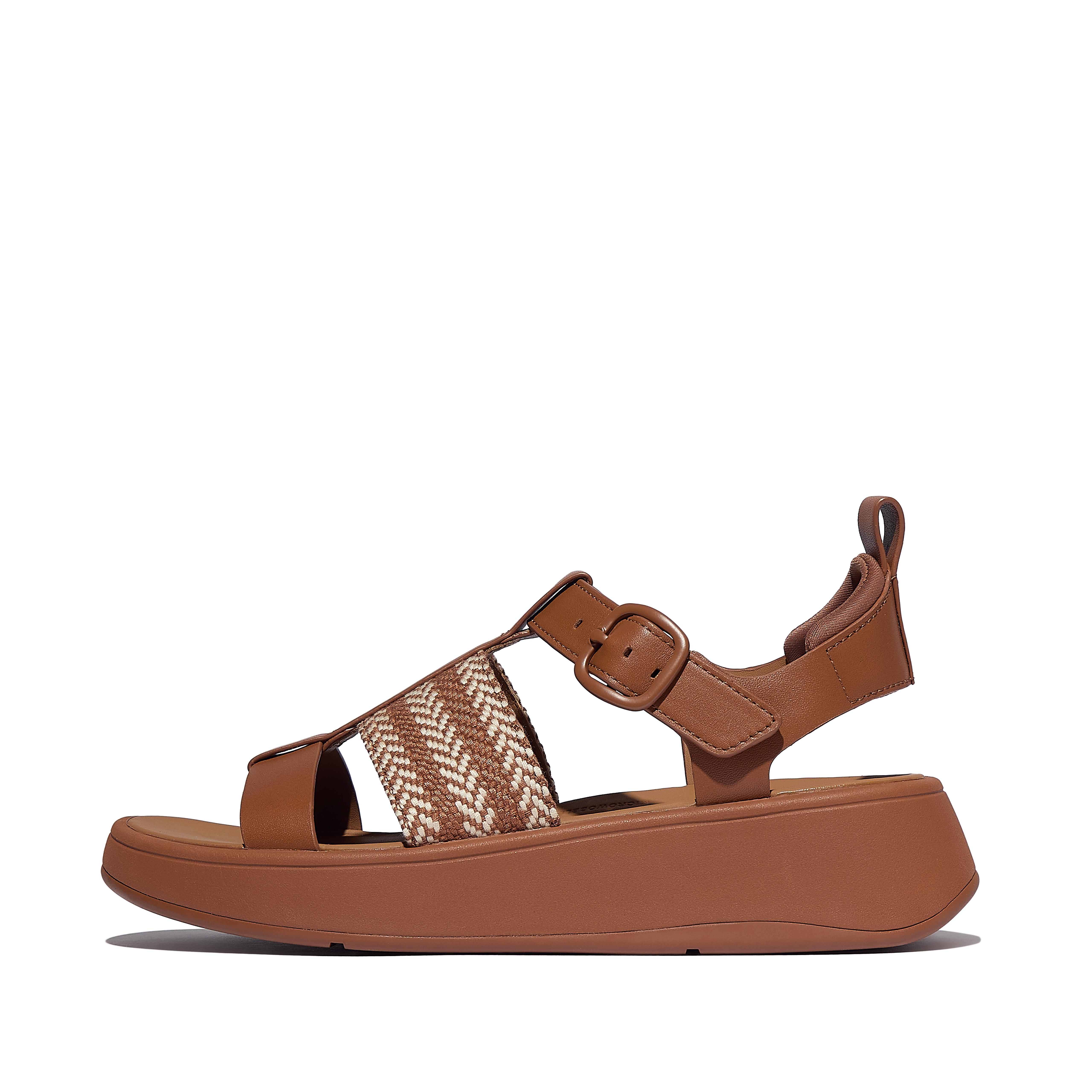 FitFlop F-MODE Weave/Leather Fisherman Sandals - Tan Mix