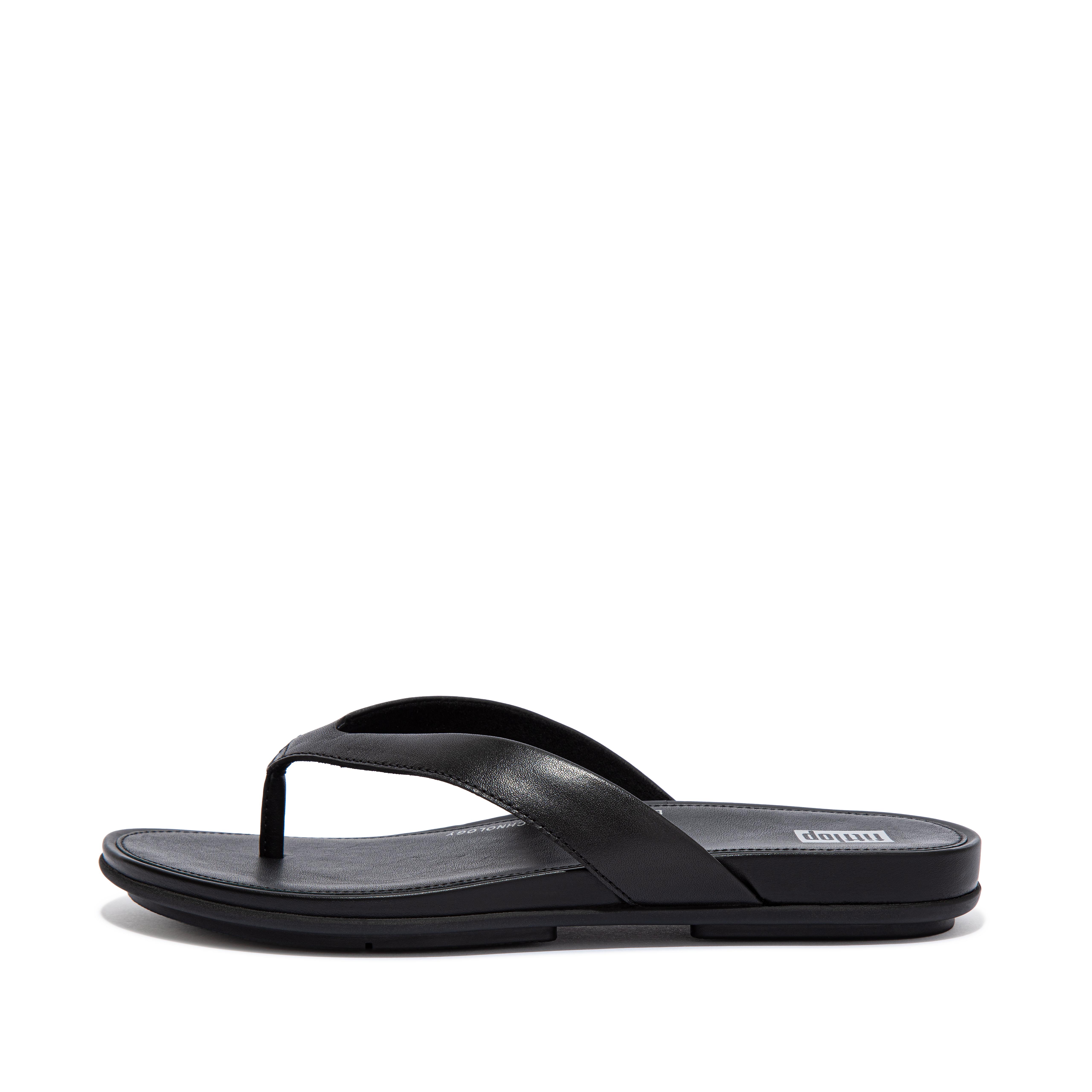 FitFlop GRACIE Leather Flip-Flops - All Black