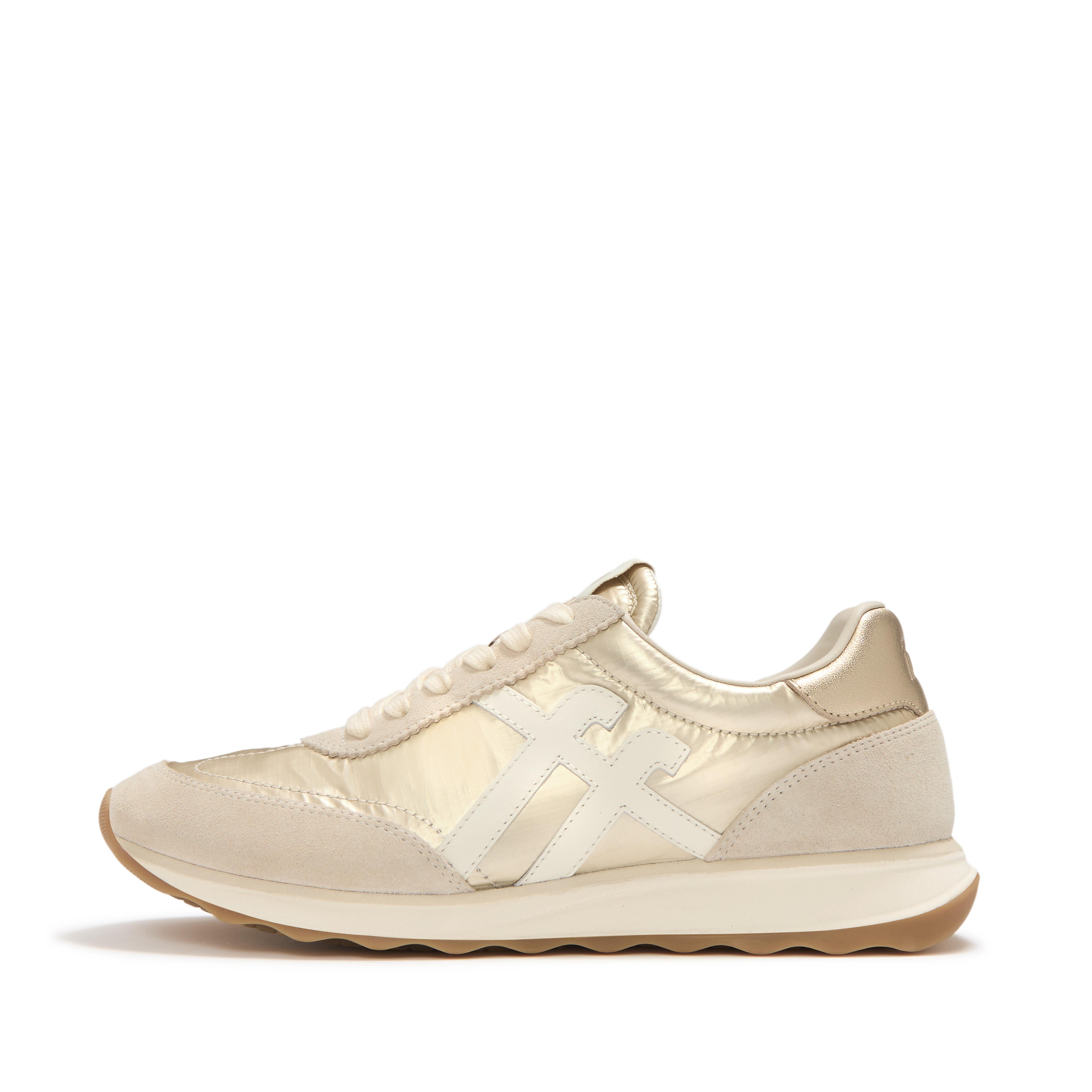 FitFlop RETRO-Q FF Metallic Fabric/Suede Sneakers - Platino