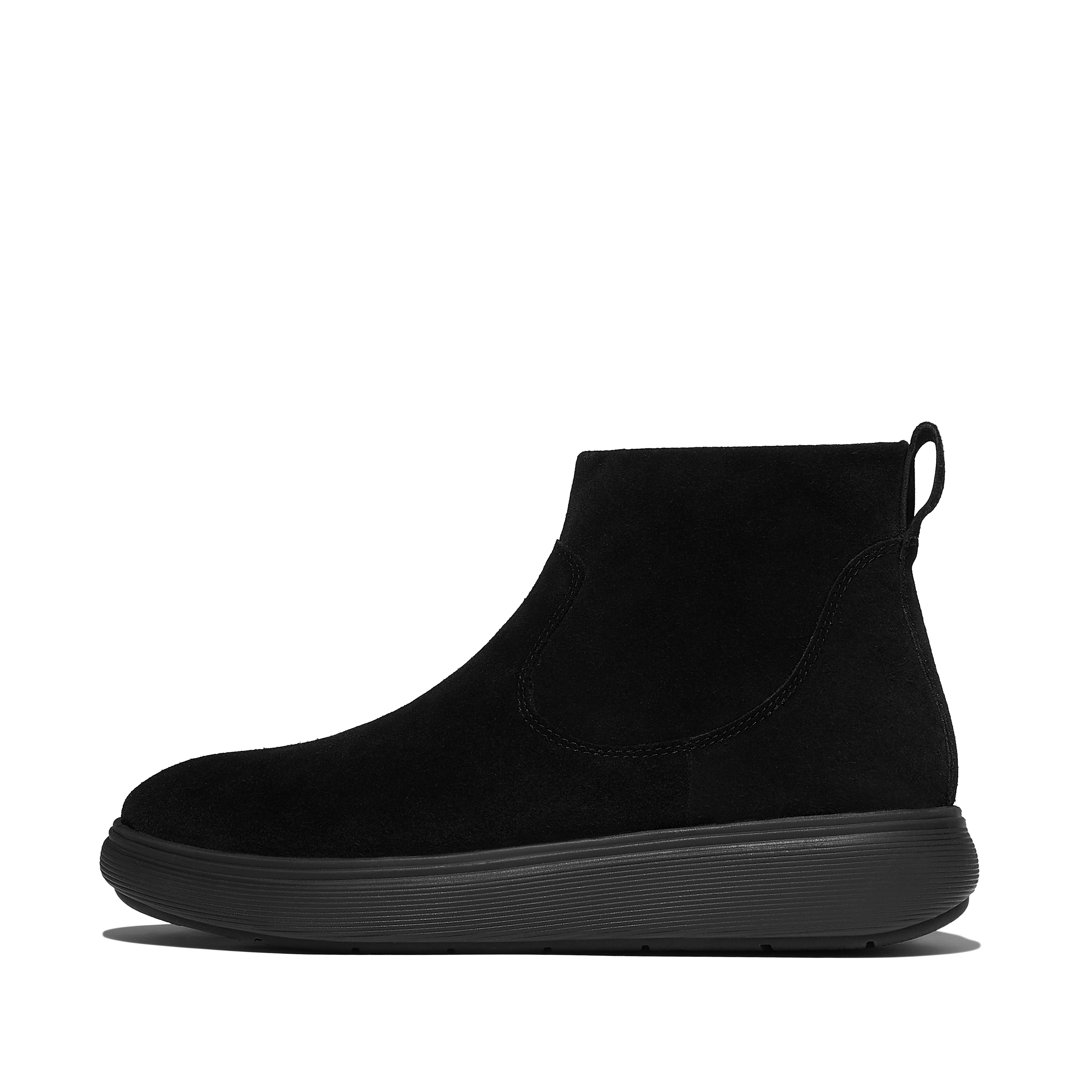 FitFlop iQ-COMFF Suede Zip Ankle Boots - All Black