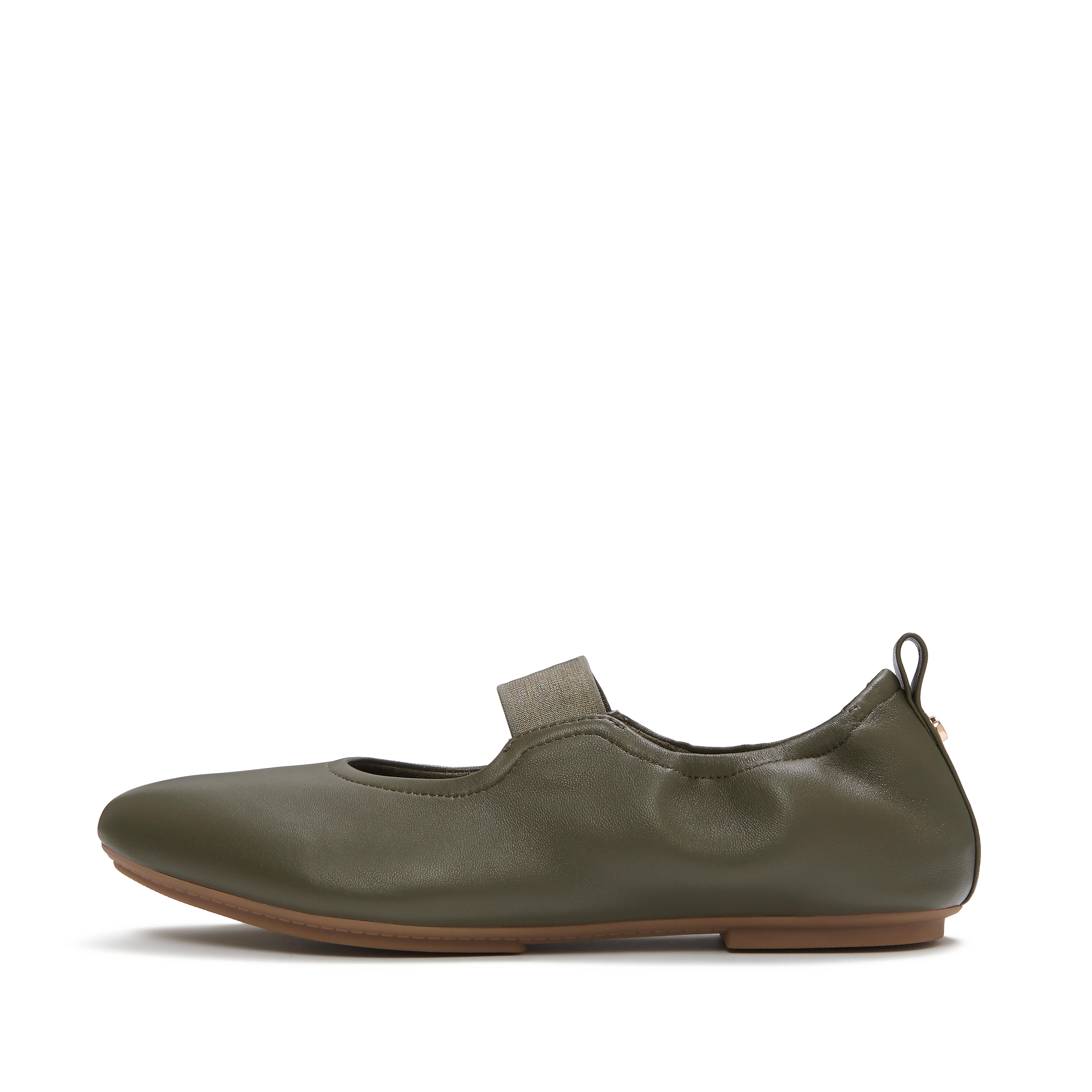 FitFlop DELICATO Poise Leather Mary Janes - Deep Olive
