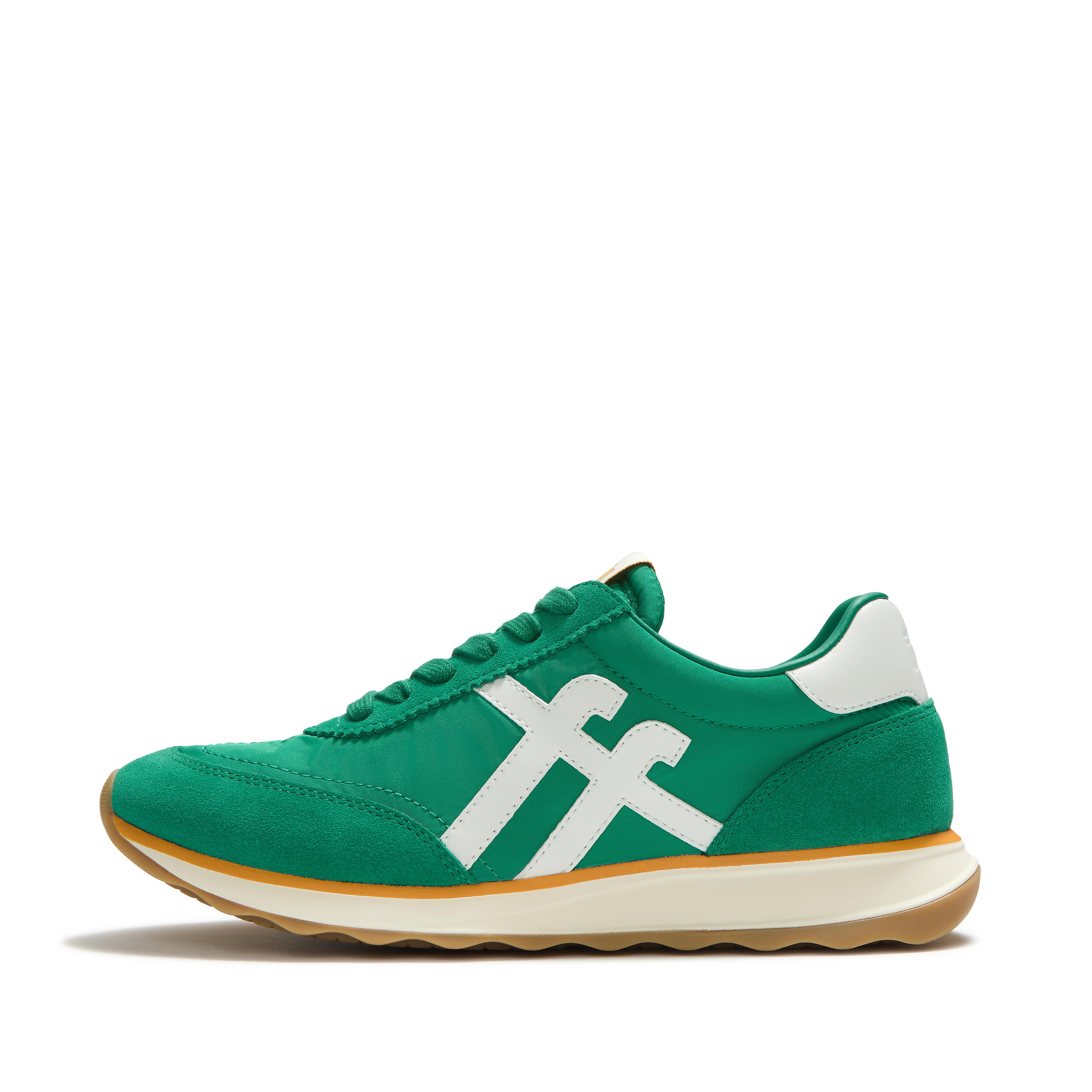 FitFlop RETRO-Q FF Fabric/Suede Sneakers - Marine Green