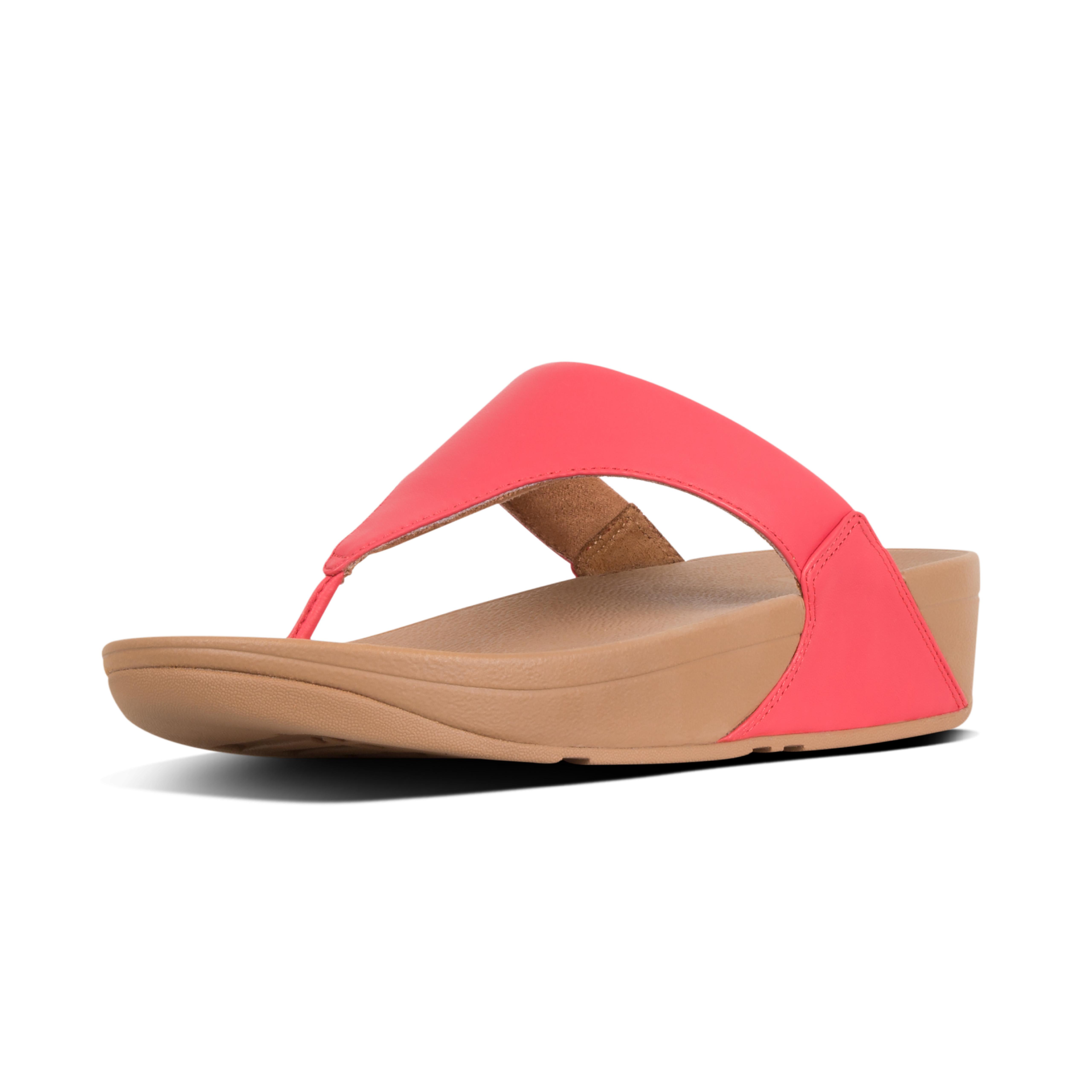 FitFlop LULU Leather Toe-Post Sandals - Passion Red