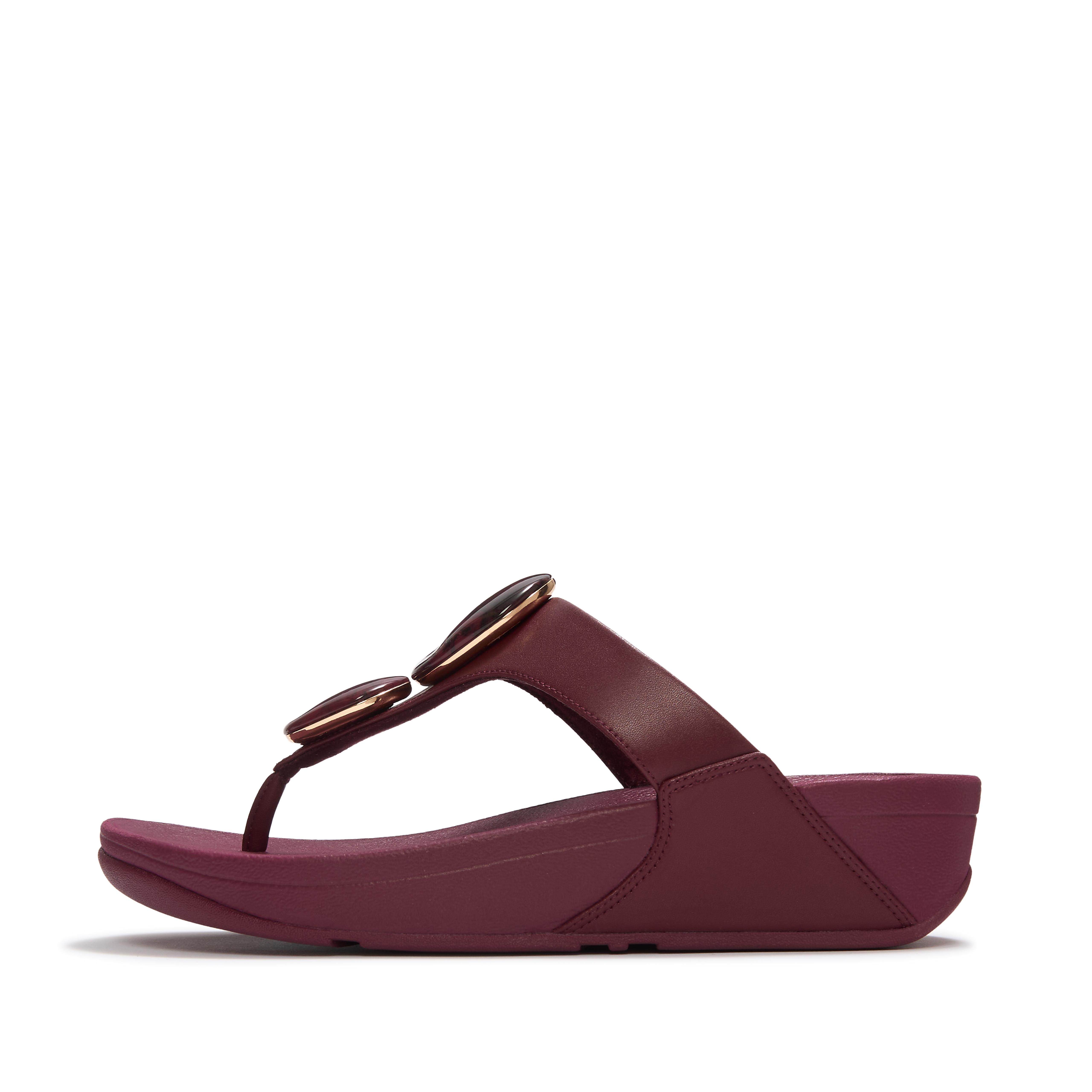 FitFlop LULU Toe-Post Sandals - Dark Merlot