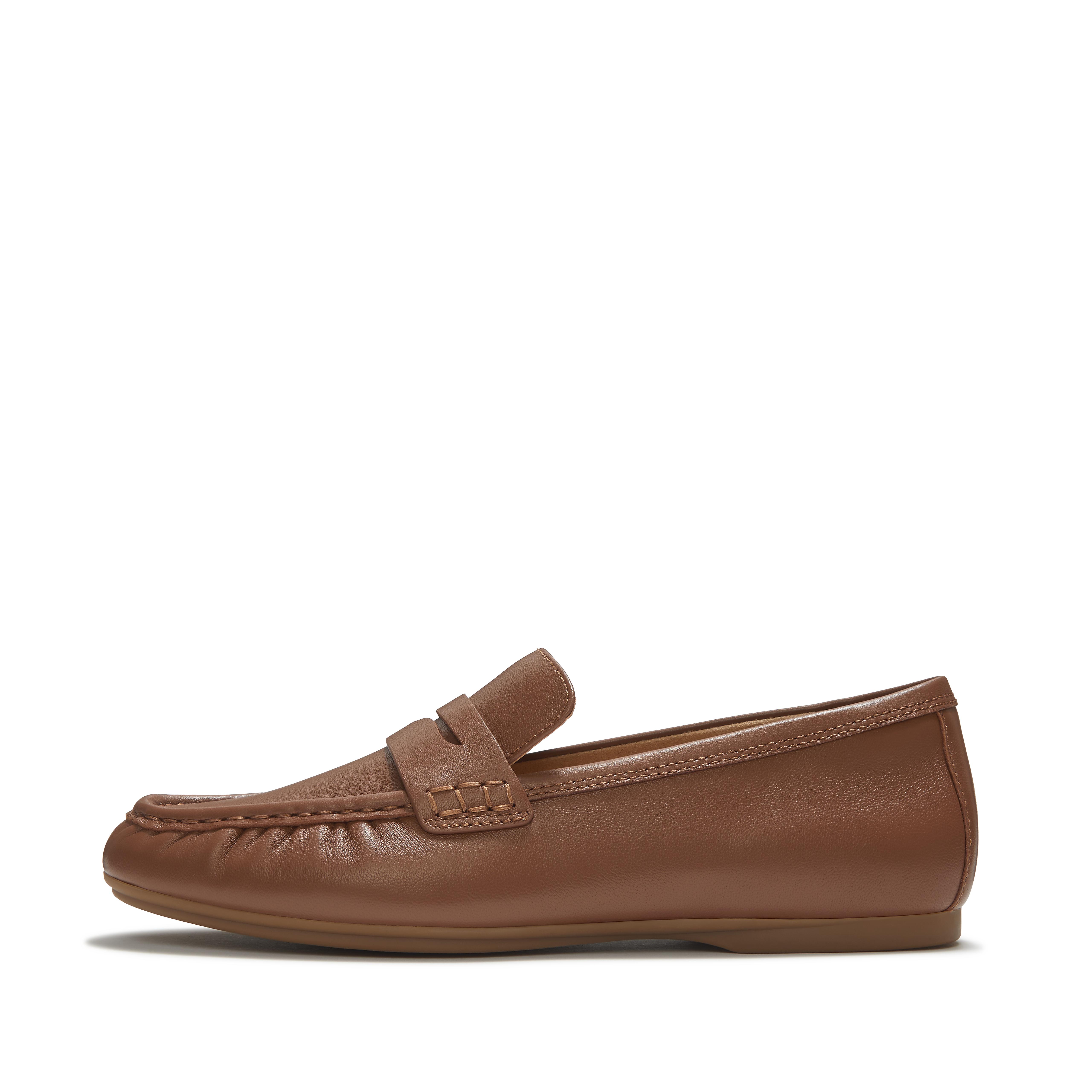 FitFlop DELICATO Leather Loafers - Terracotta