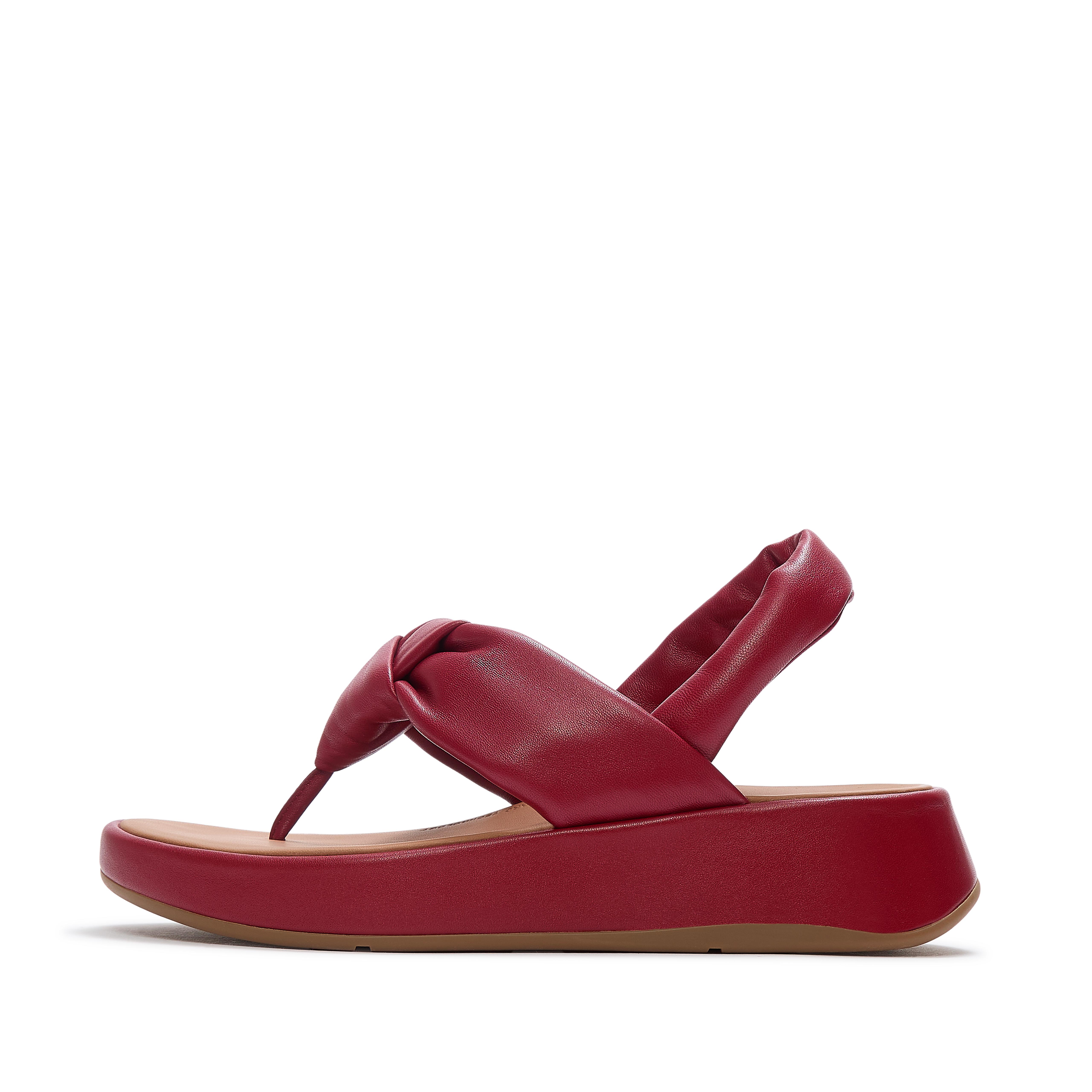 FitFlop F-MODE Knot Soft-Leather Back-Strap Sandals - Berry