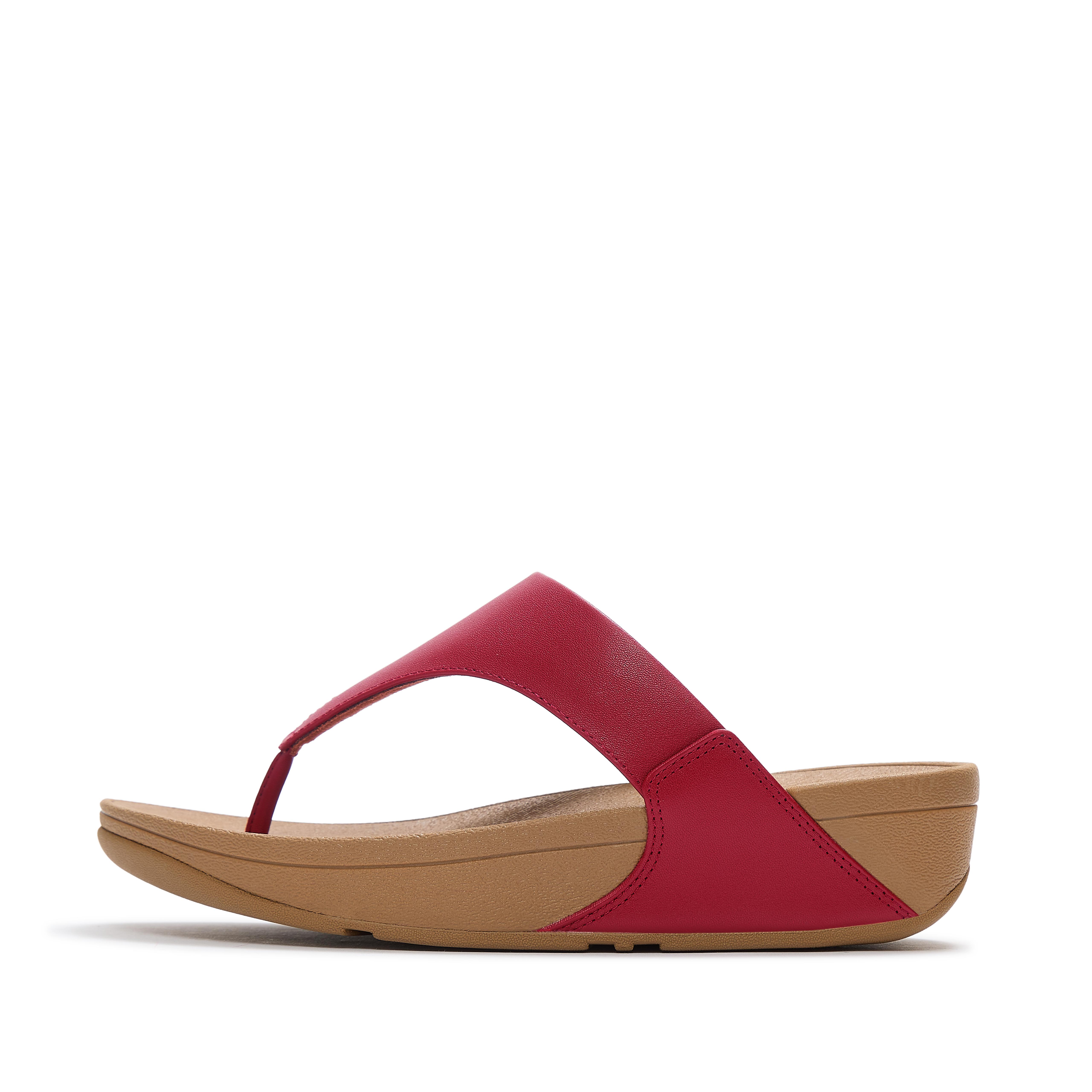 FitFlop LULU Leather Toe-Post Sandals - Berry