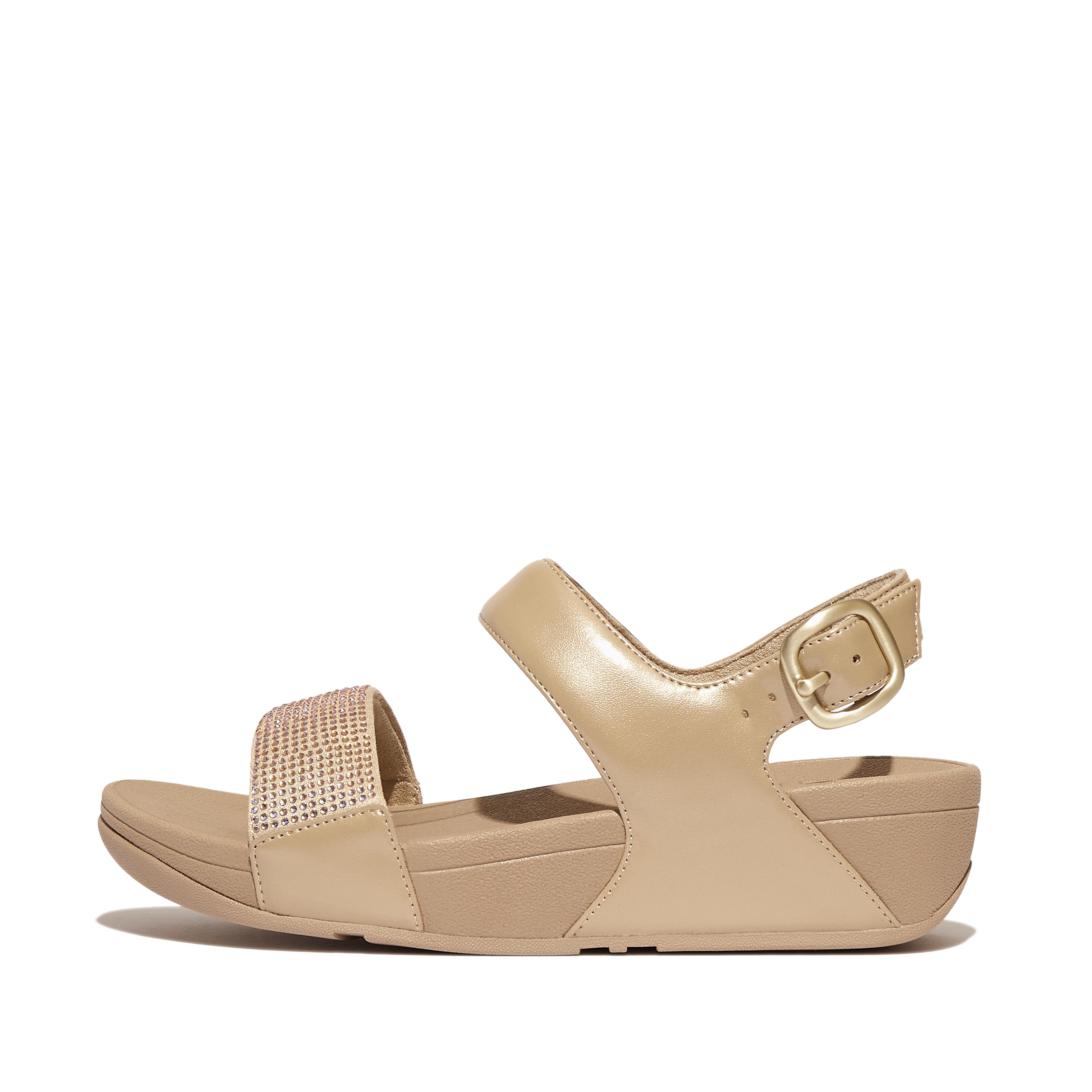 FitFlop LULU Crystal Back-Strap Sandals - Latte Beige