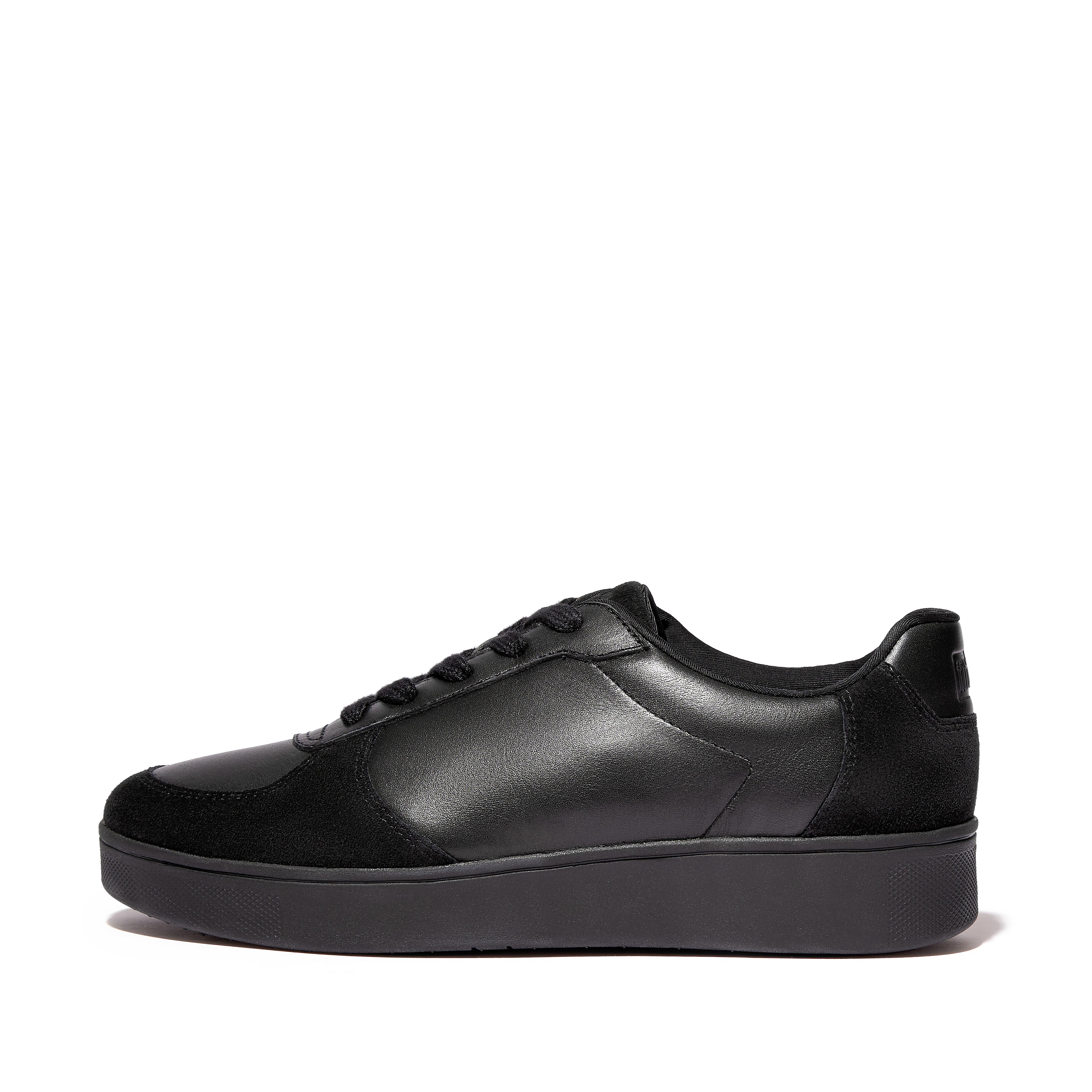 FitFlop RALLY Leather/Suede Panel Sneakers - All Black