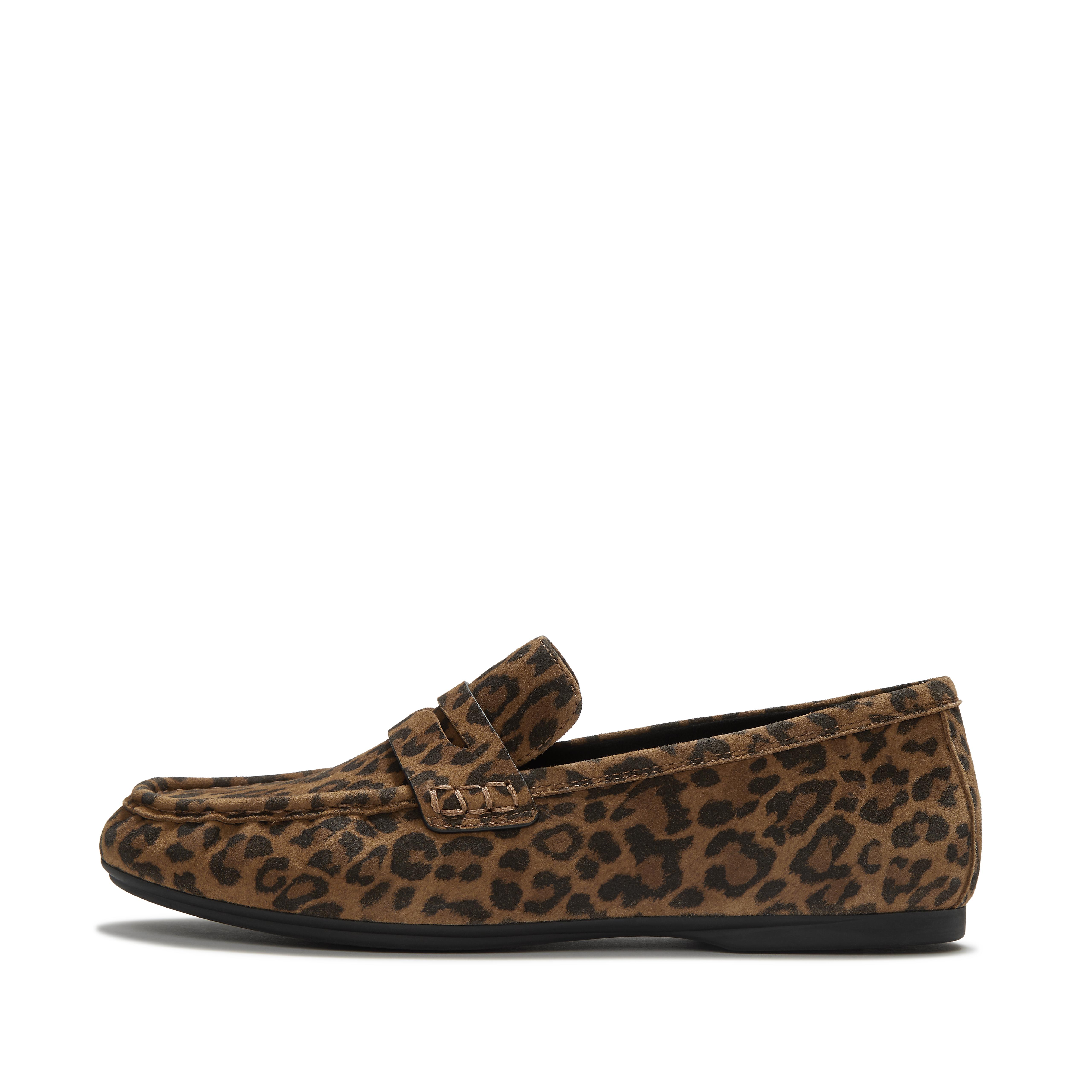 FitFlop DELICATO Suede Loafers - Leopard Print