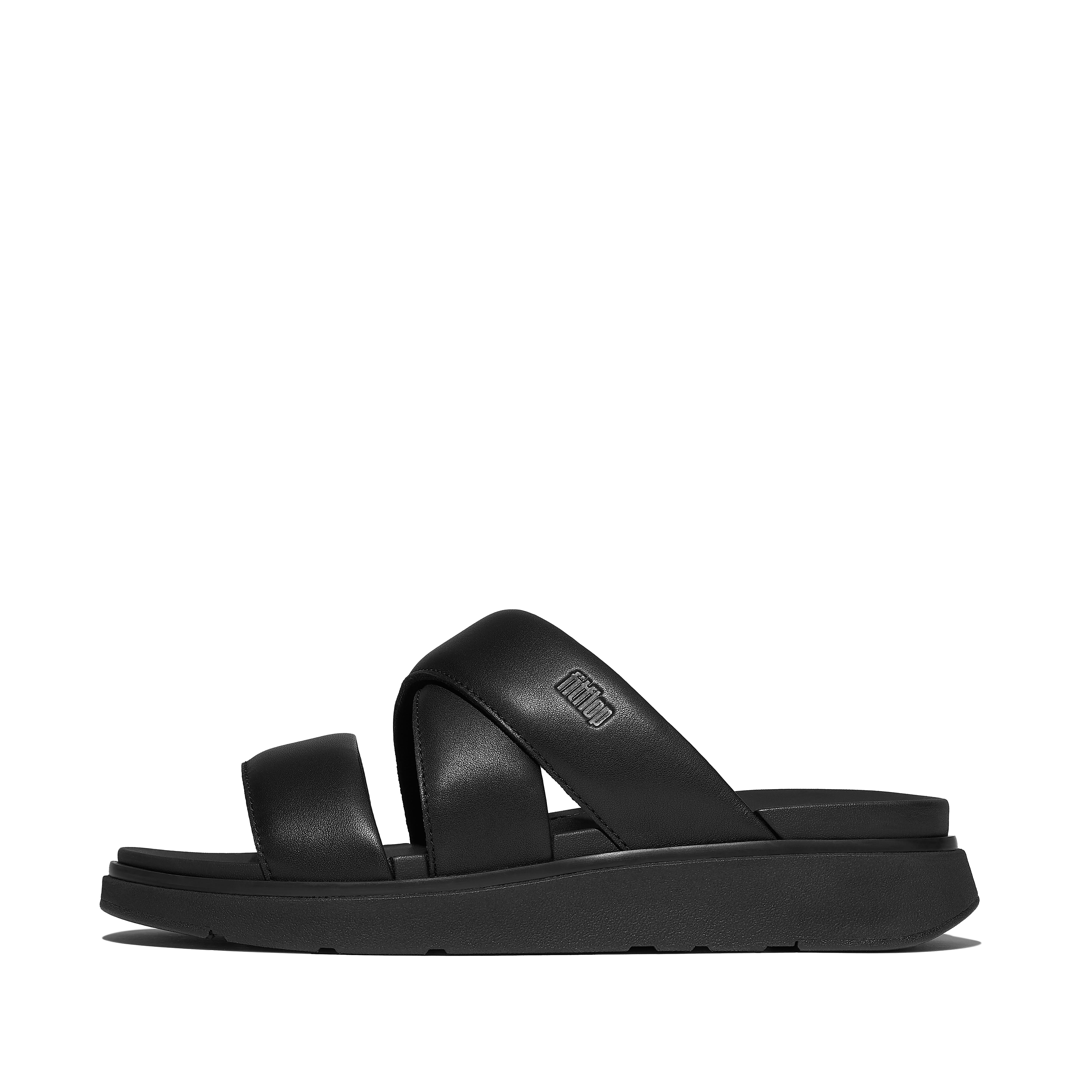 FitFlop GEN-FF Mens Leather Strappy Slides - Black