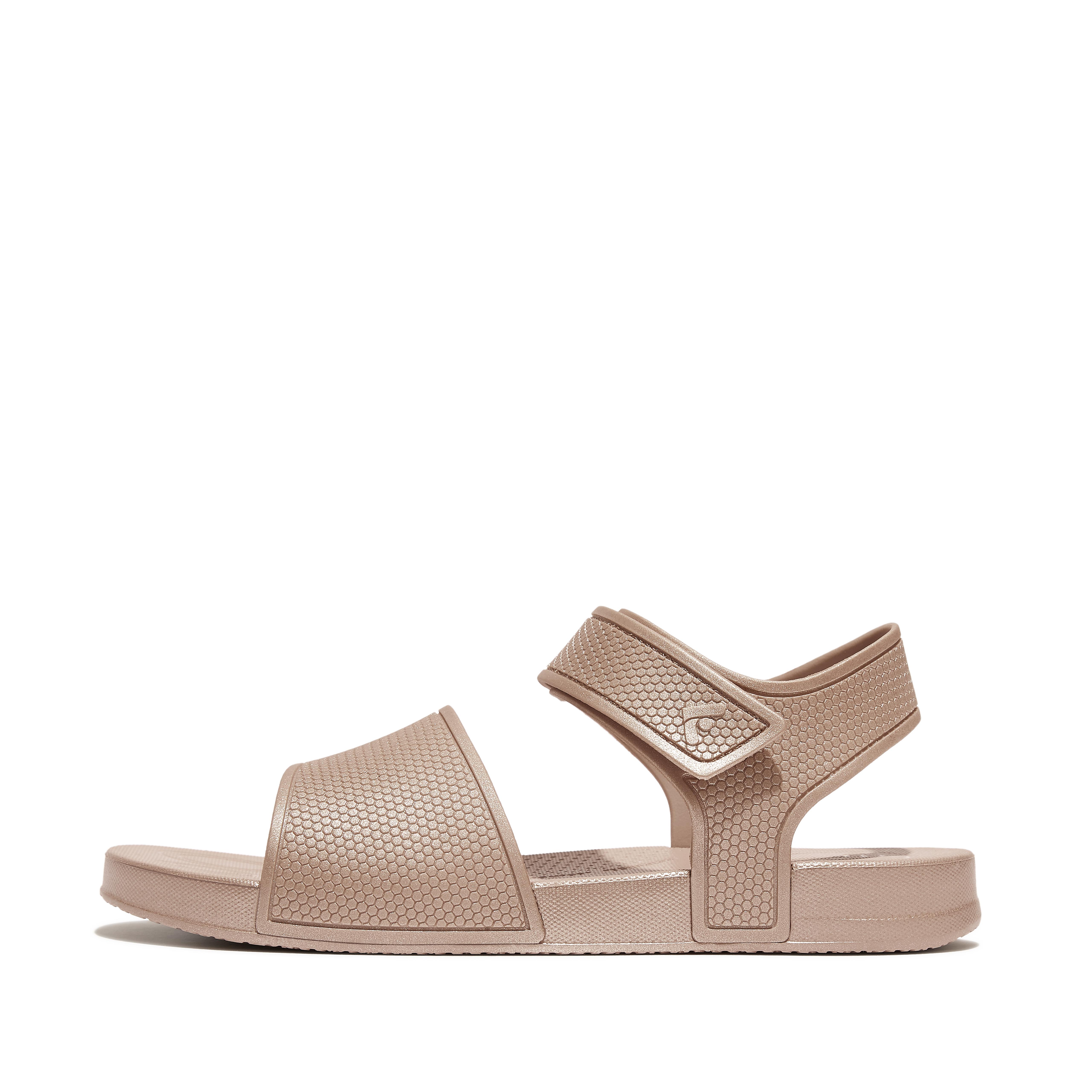 FitFlop iQUSHION KIDS Junior Shimmer Ergonomic Back-Strap Sandals - Rose Gold