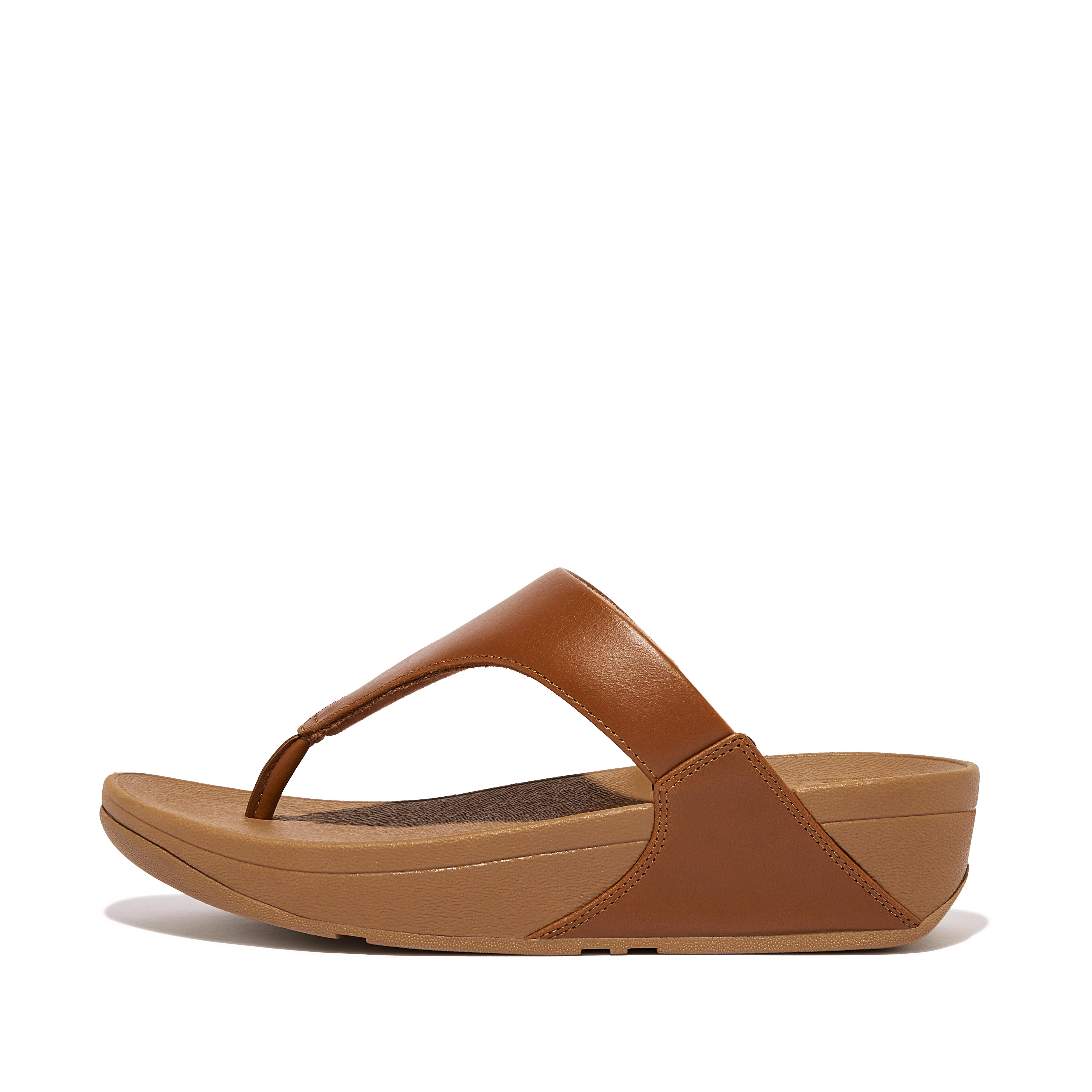 FitFlop LULU Leather Toe-Post Sandals - Light Tan