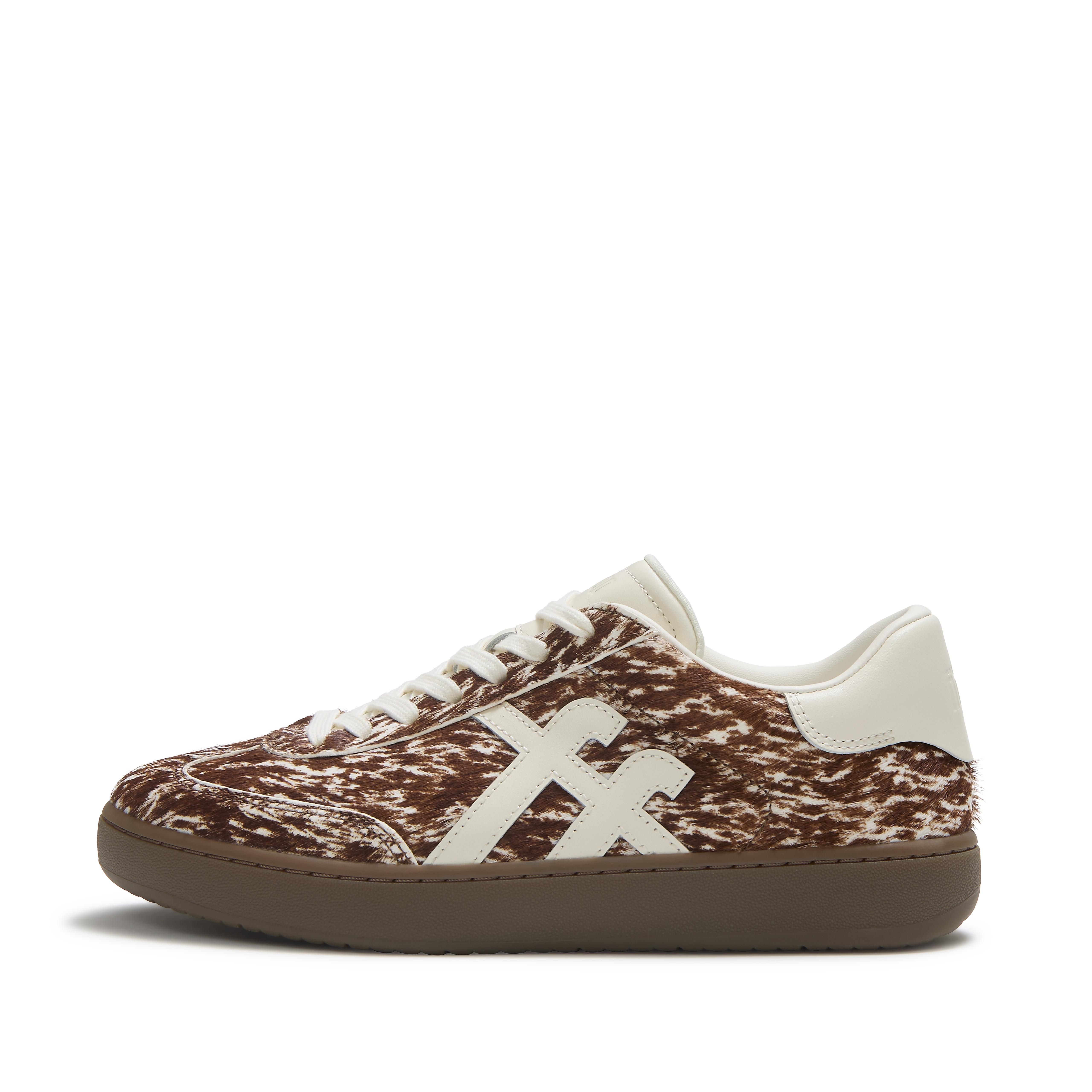 FitFlop THE DASH FF Leather Pony-Hair Sneakers - Brown/White