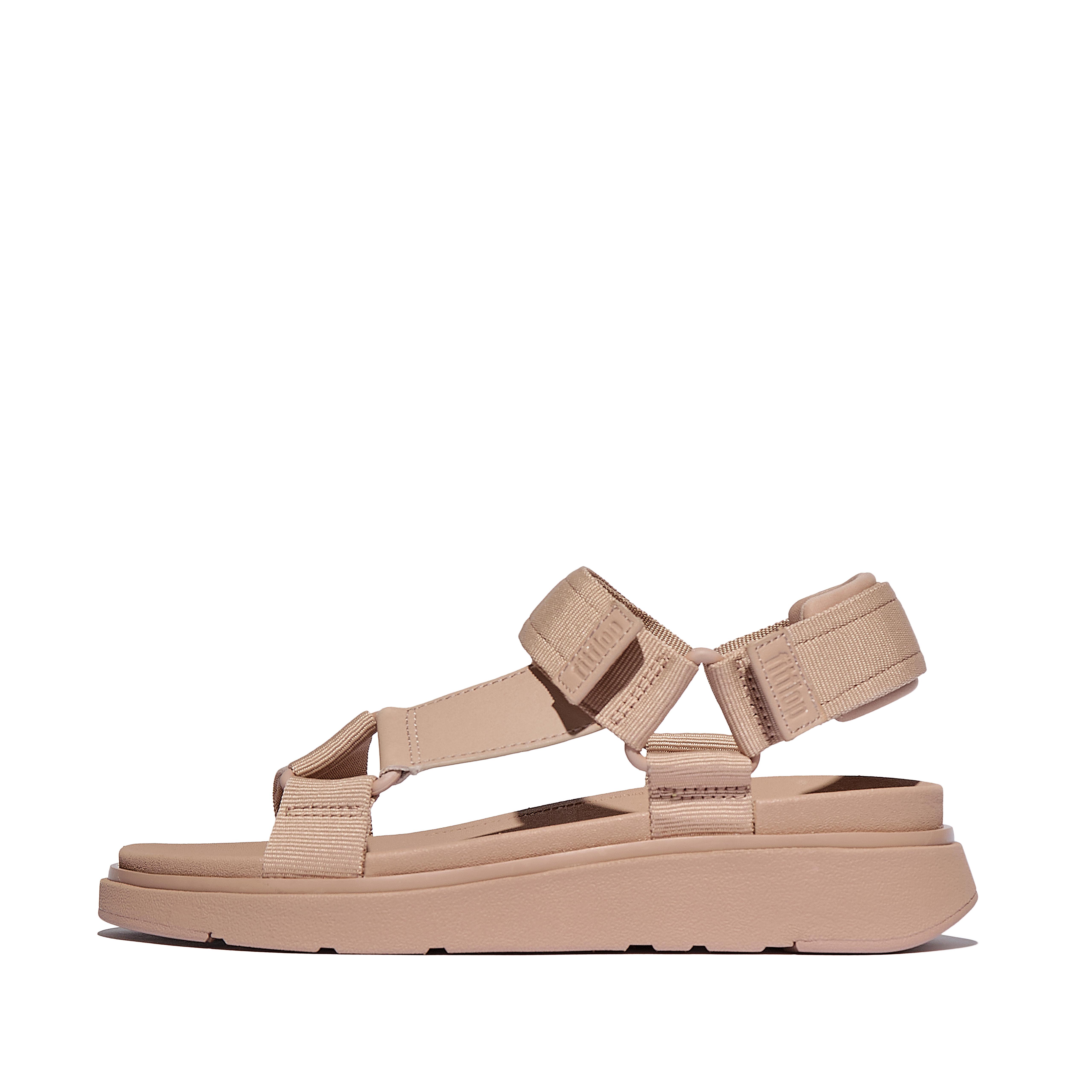 FitFlop GEN-FF Adjustable Webbing/Leather Back-Strap Sandals - Classic Beige