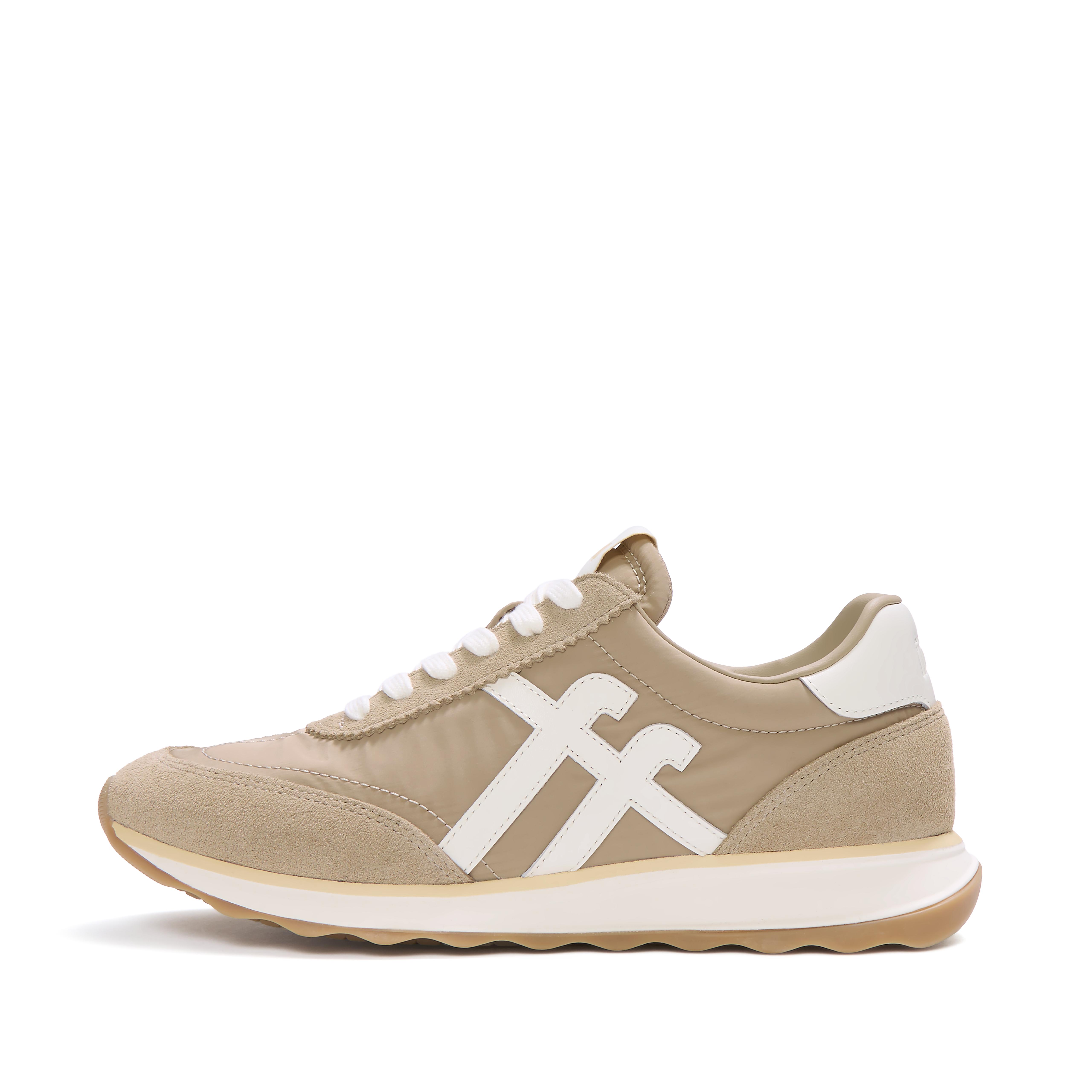 FitFlop RETRO-Q FF Fabric/Suede Sneakers - Cappuccino