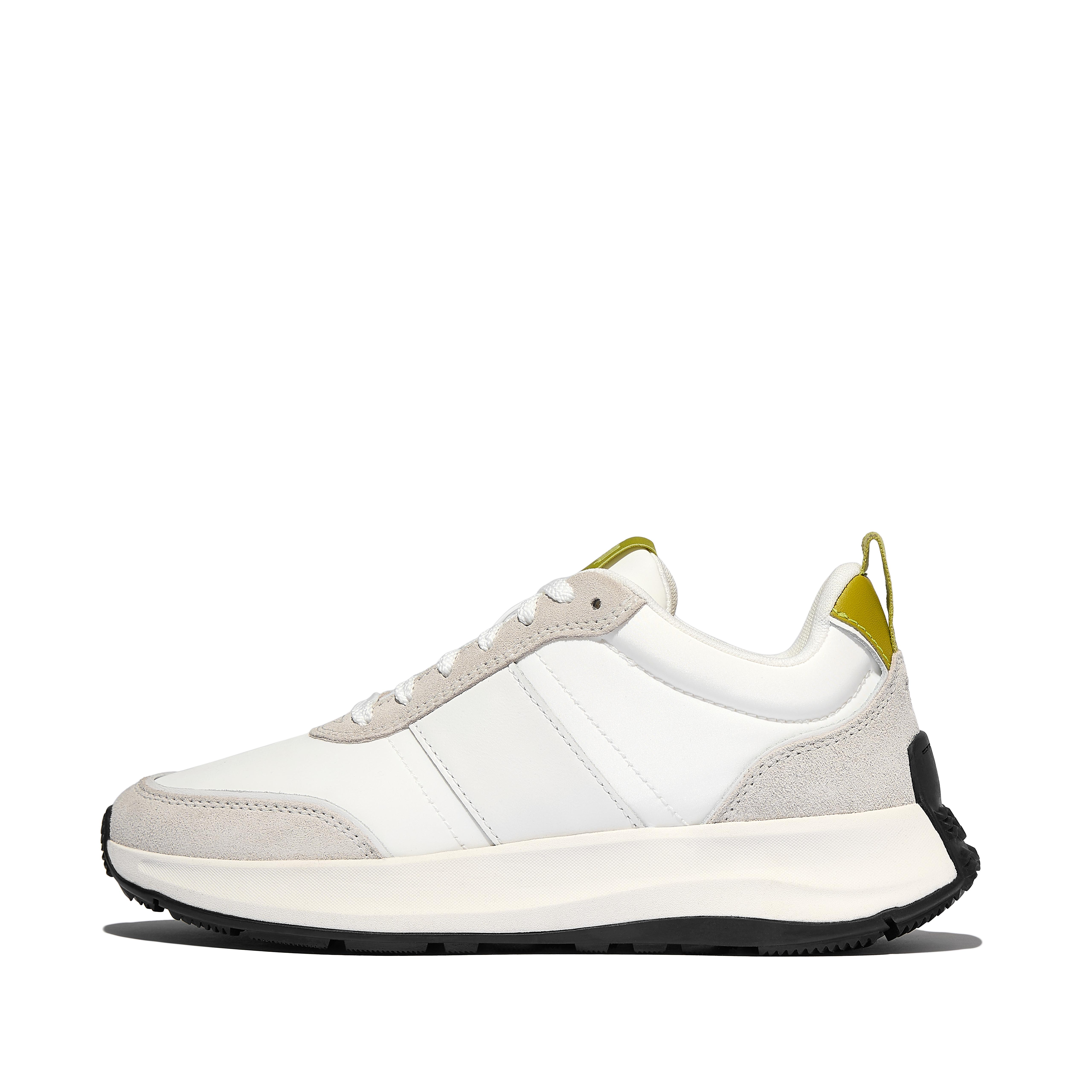 FitFlop F-MODE Flow Fabric/Suede/Leather Sneakers - Lime/Green/White