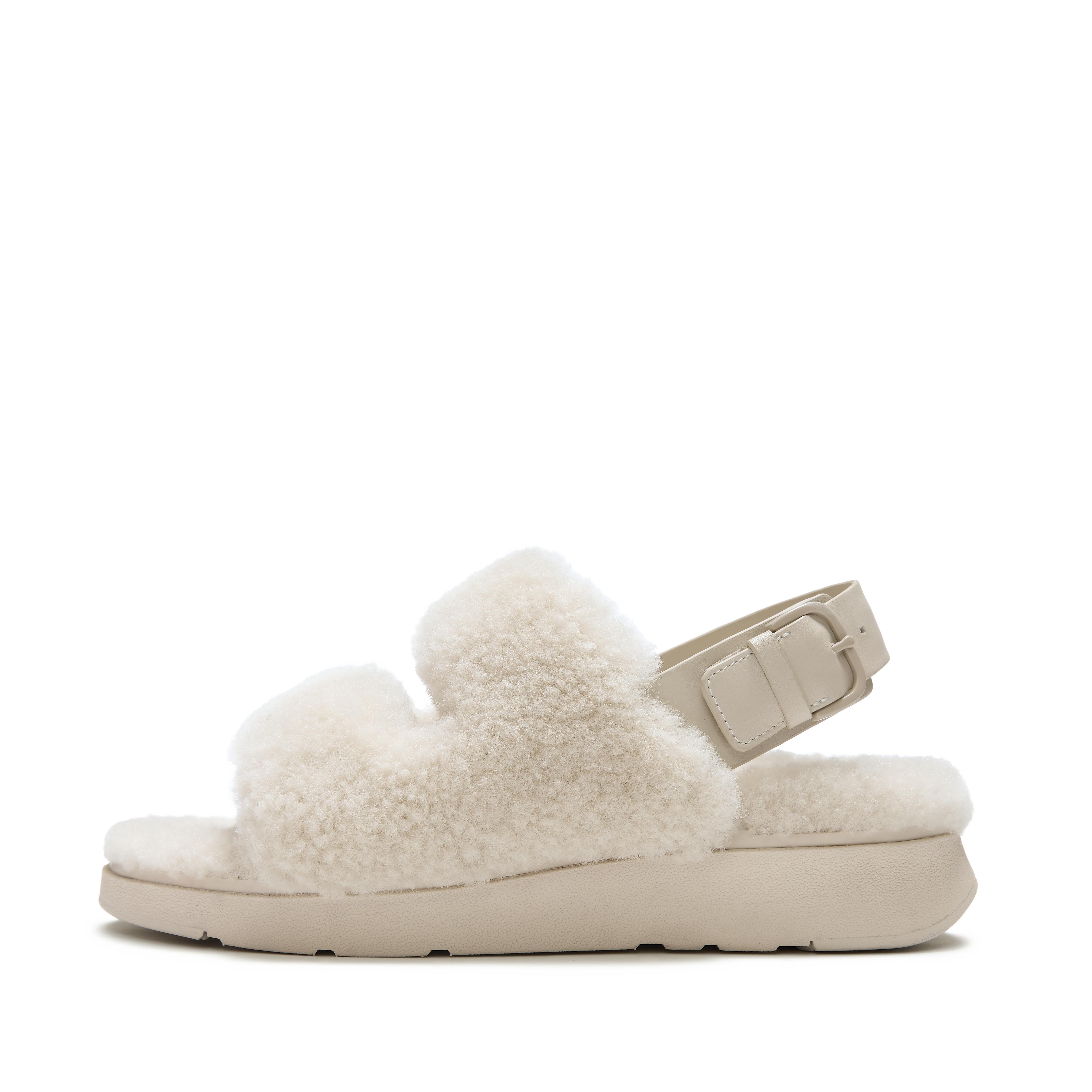 FitFlop GEN-FF Shearling Two-Bar Sandals - Taupe