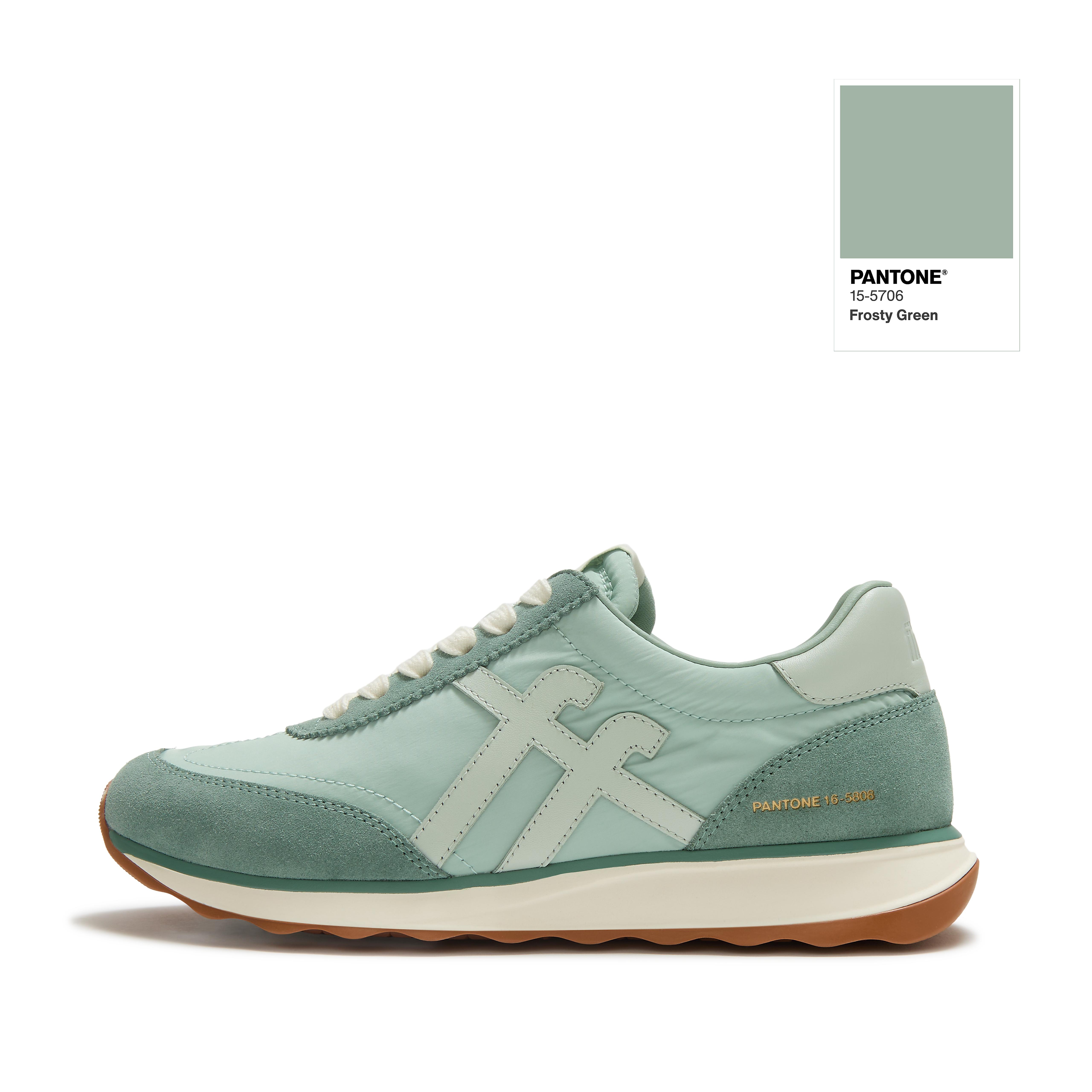 FitFlop RETRO-Q | PANTONE FF Suede Sneakers - Frosty Green