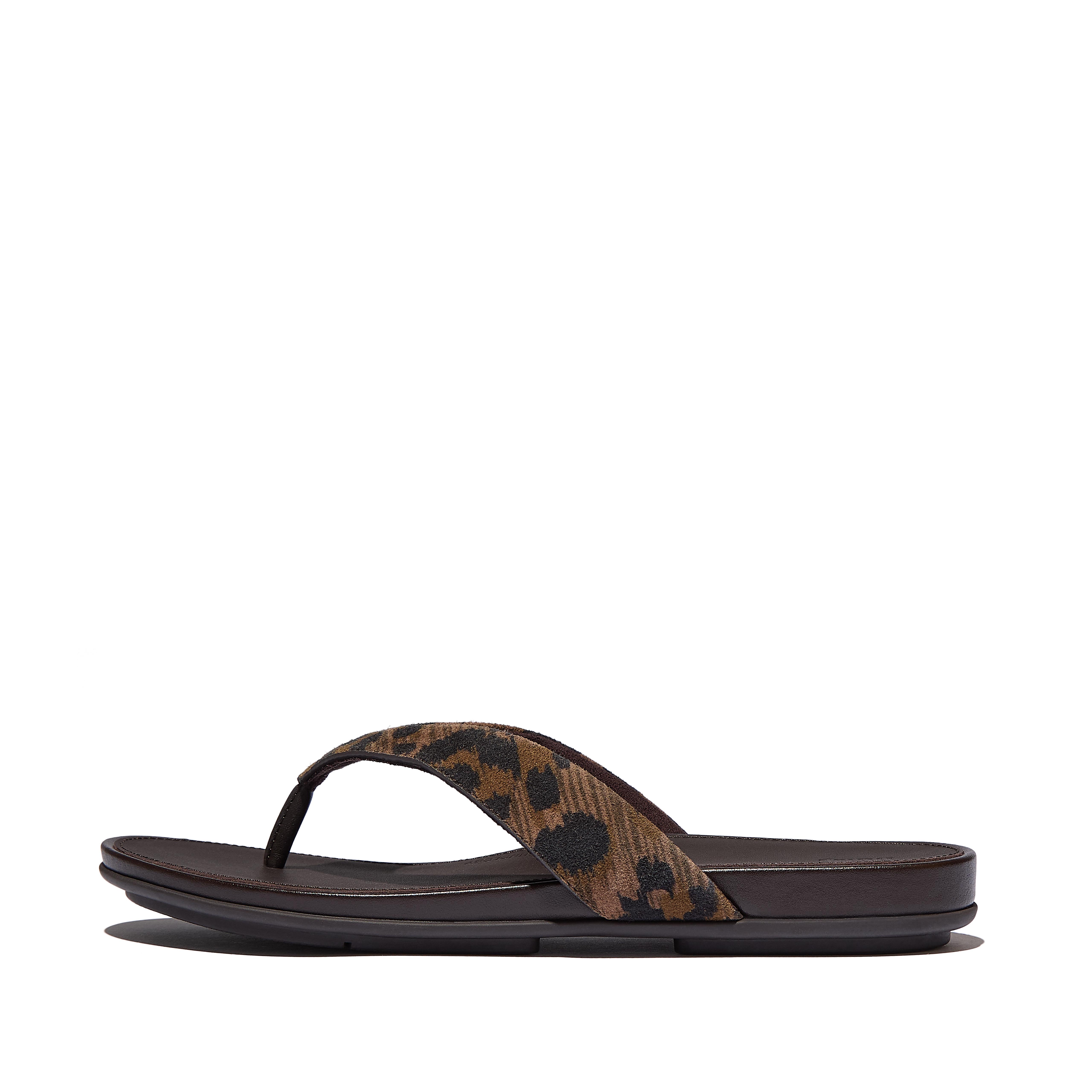 FitFlop GRACIE Leopard Suede Flip-Flops - Leopard Print