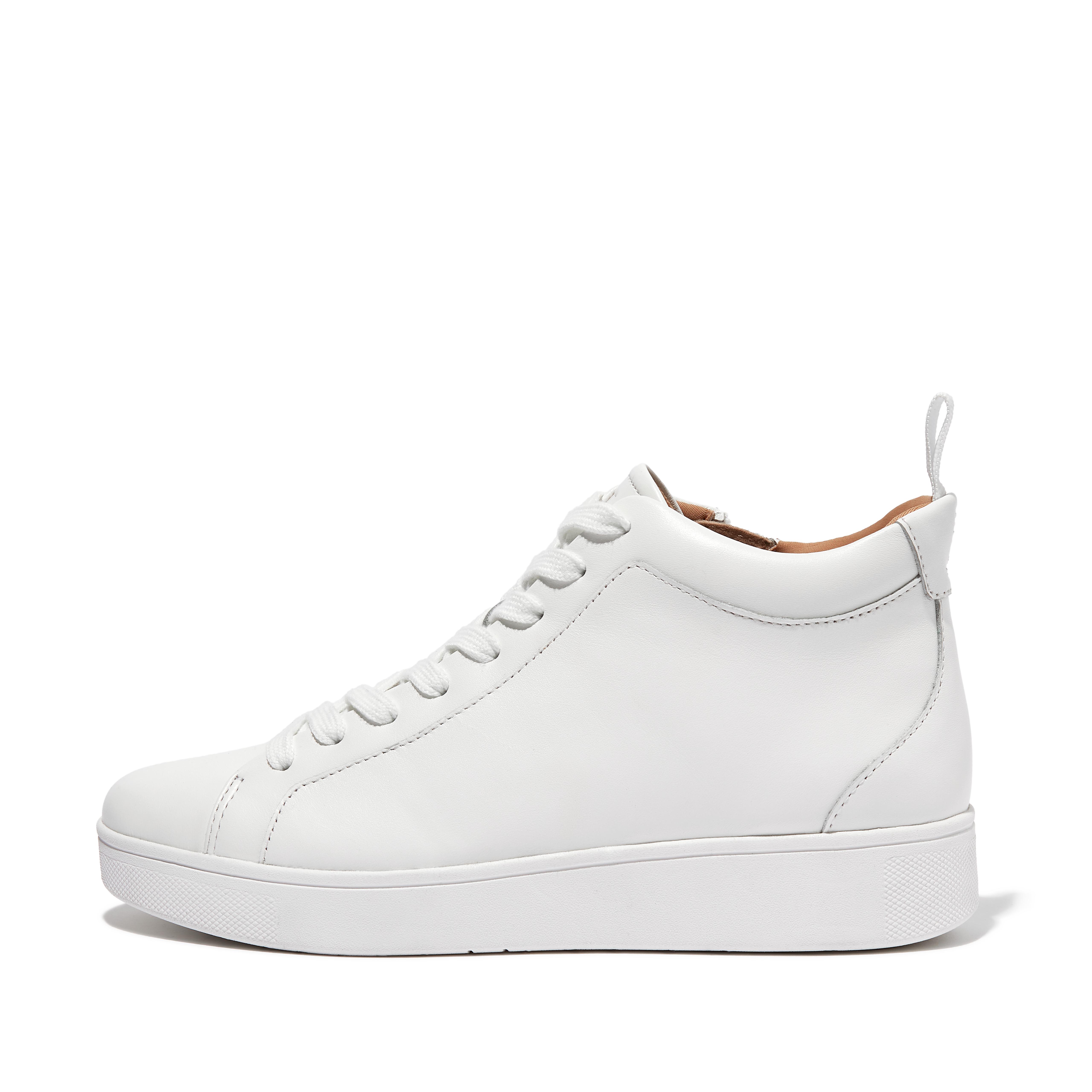FitFlop RALLY Leather High-Top Sneakers - Urban White