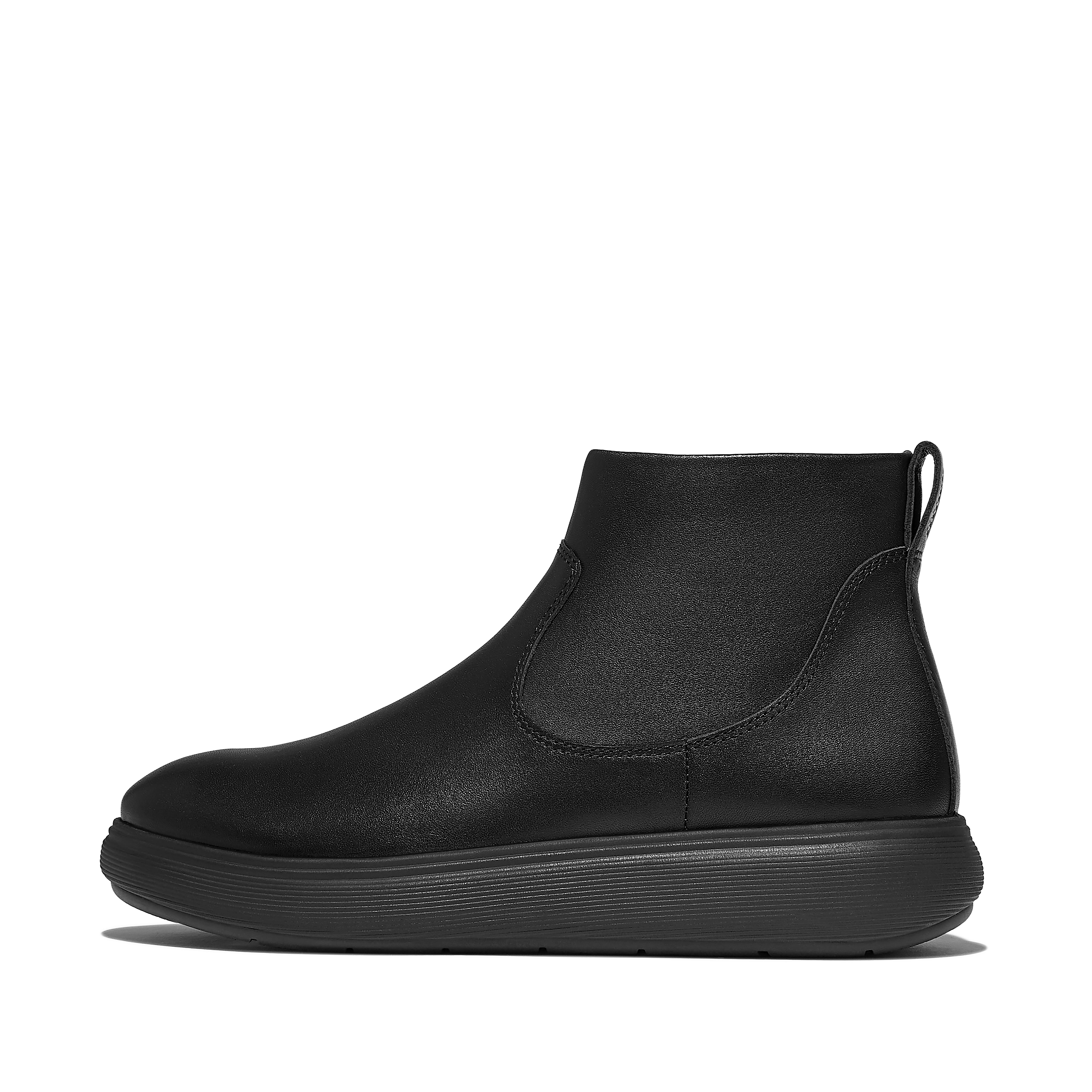 FitFlop iQ-COMFF Leather Zip Ankle Boots - All Black