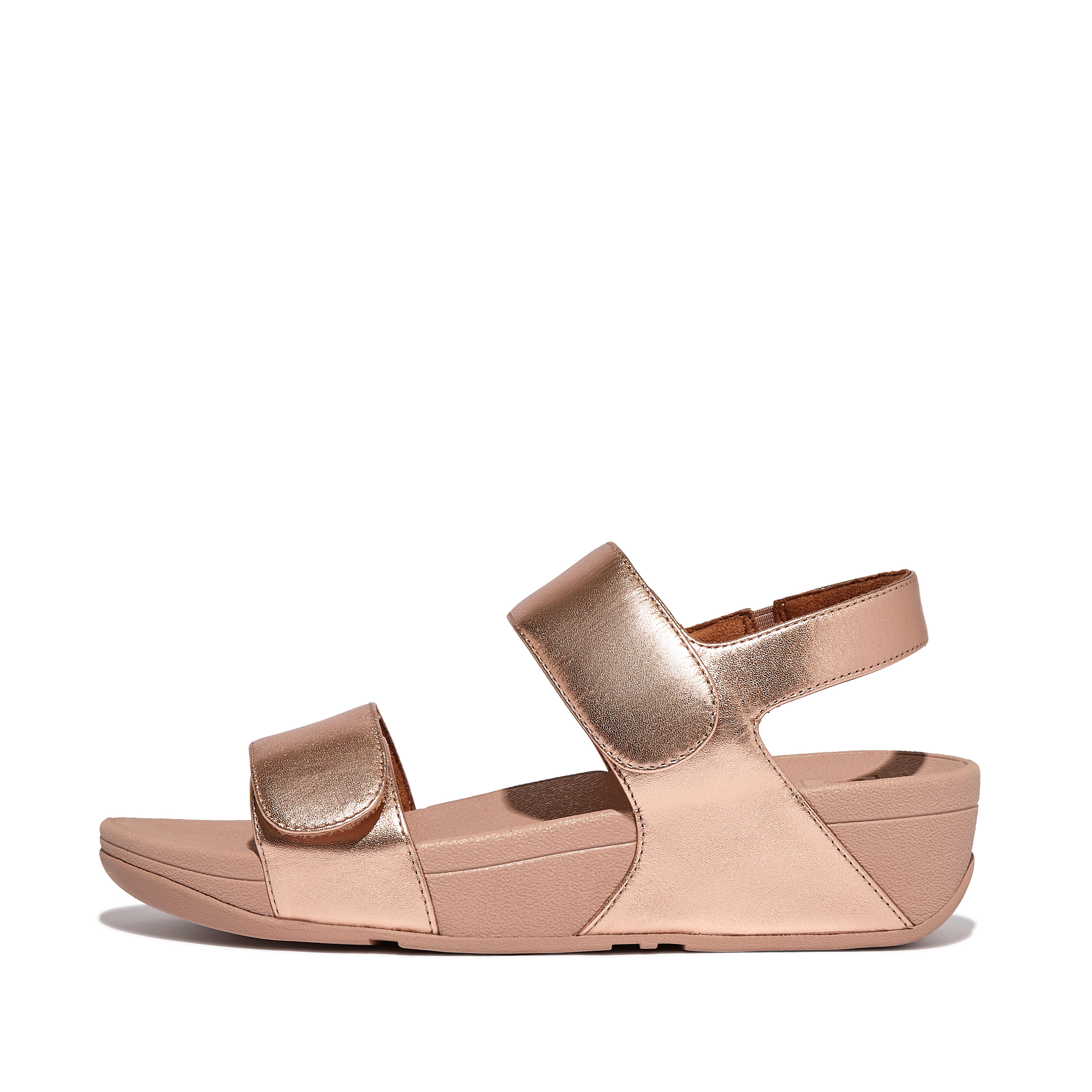 FitFlop LULU Adjustable Leather Sandals - Rose Gold